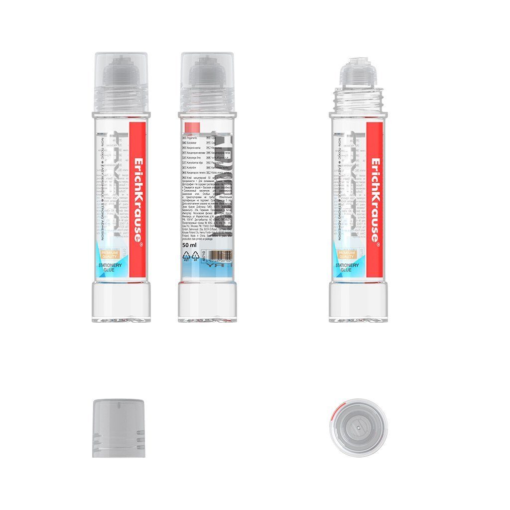 Erich Krause Bastelkleber, Flüssigkleber hochtransparent Applikator 50ml wasserlöslich 1 Stück