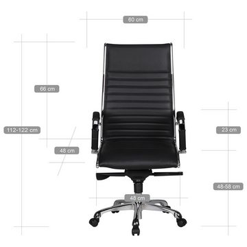 Amstyle Drehstuhl SPM1.232 (SALZBURG 1 Echtleder Schwarz Schreibtischstuhl), Bürostuhl XXL 120kg Chefsessel höhenverstellbar