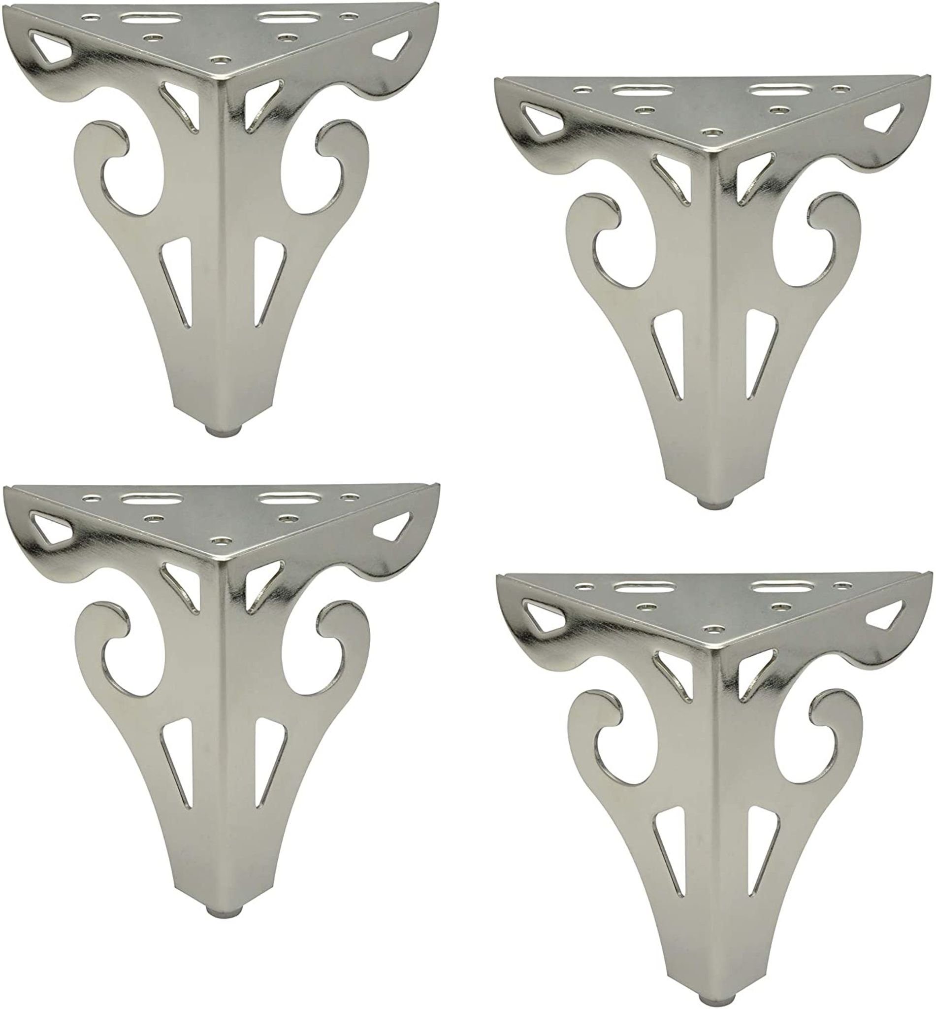 WAGNER design yourself Möbelfuß Möbelbeine / Tischbeine / Sofafüße - SOFA WINGS 4er Set - Stahl hochglanzverchromt, Anschraubplatte, 1 Noppe, Höhe 12 cm, Schenkellänge 10 cm für Palettenmöbel im Landhausstil
