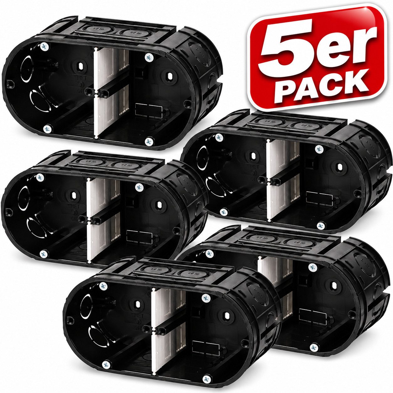 Kopp Unterputz-Steckdose 5X Unterputzdose Schalterdose Gerätedose Verbindungsdose 63 mm tief, 2-fach Installationsdose Unterputzdose Elektroinstallation Gerätedose