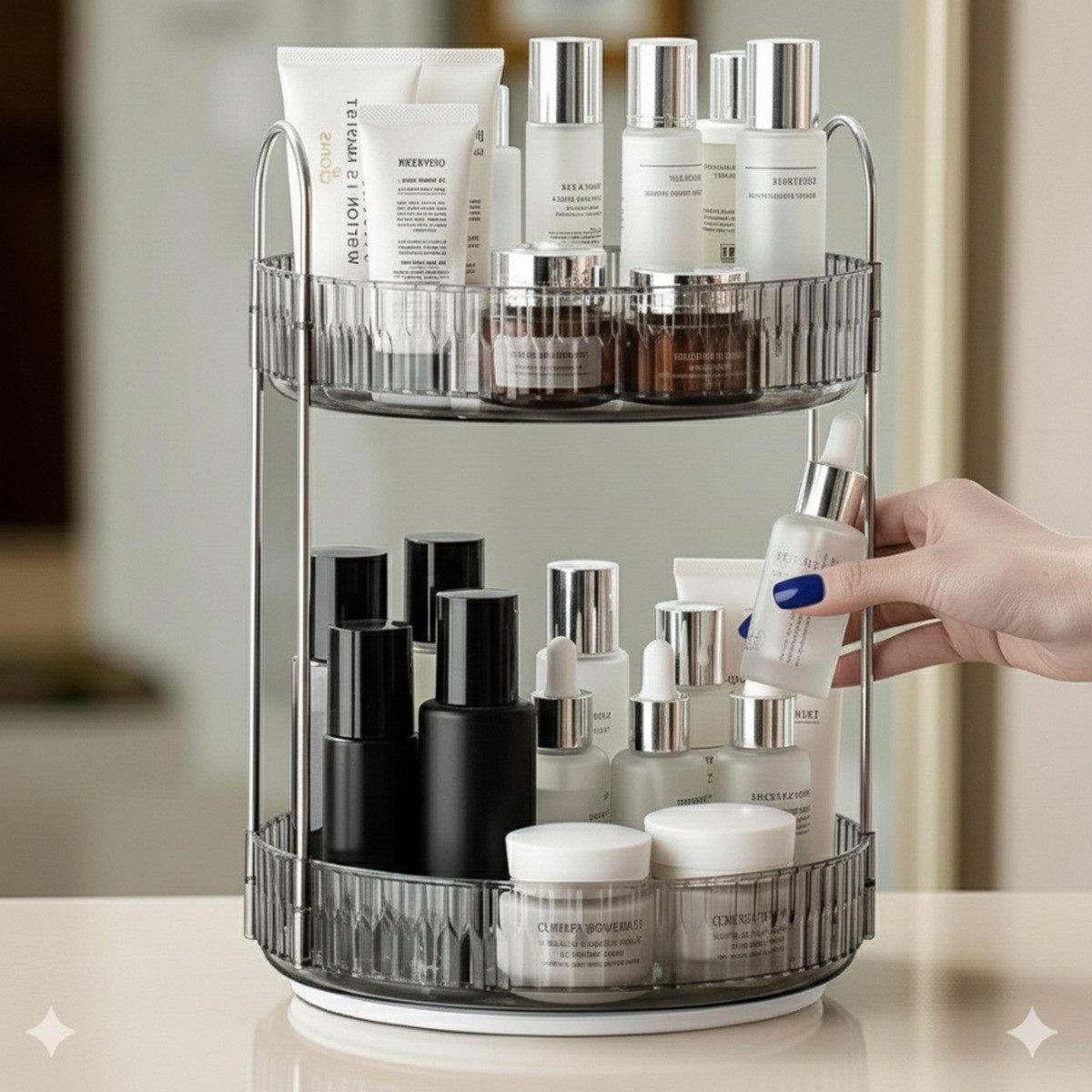 Cheffinger Make-Up Organizer Drehbarer Kosmetik-Organizer - Schminktisch Organizer, 1-tlg., für Make-up & Pflege, 360°-drehbar – Bild 4 von 5