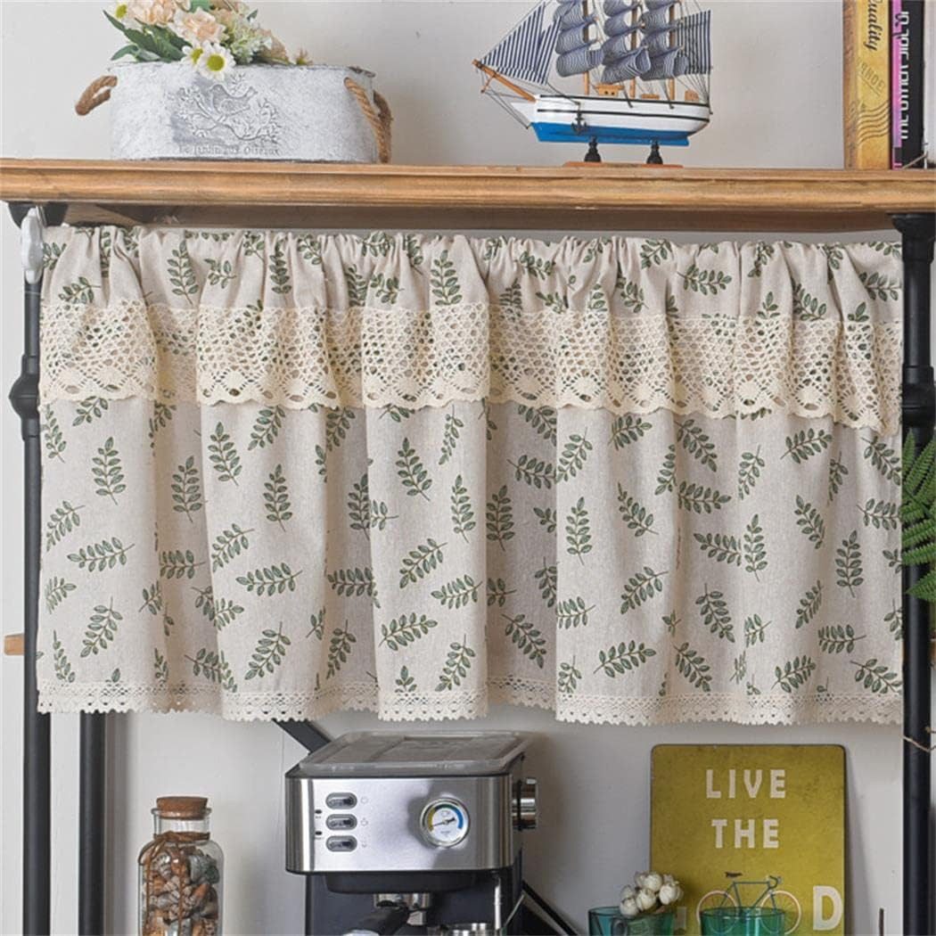 Kaket Scheibengardine Leinenpaneelvorhang, Boho-Kurzvorhang mit Blättermust günstig online kaufen