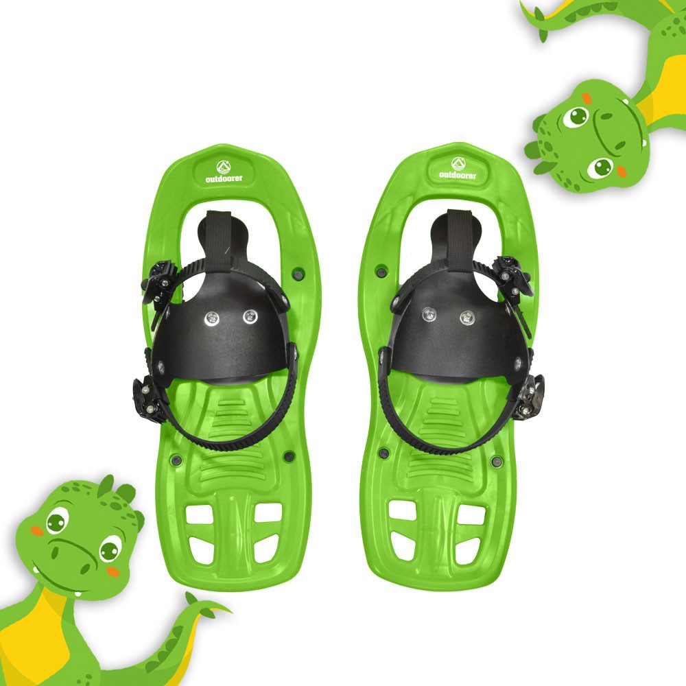 outdoorer Schneeschuhe für Kinder bis 35 kg SnowDino im coolen Dino-Design, leicht & robust, Kleinkind-Schneeschuhe aus robustem Kunststoff - einfaches Handling