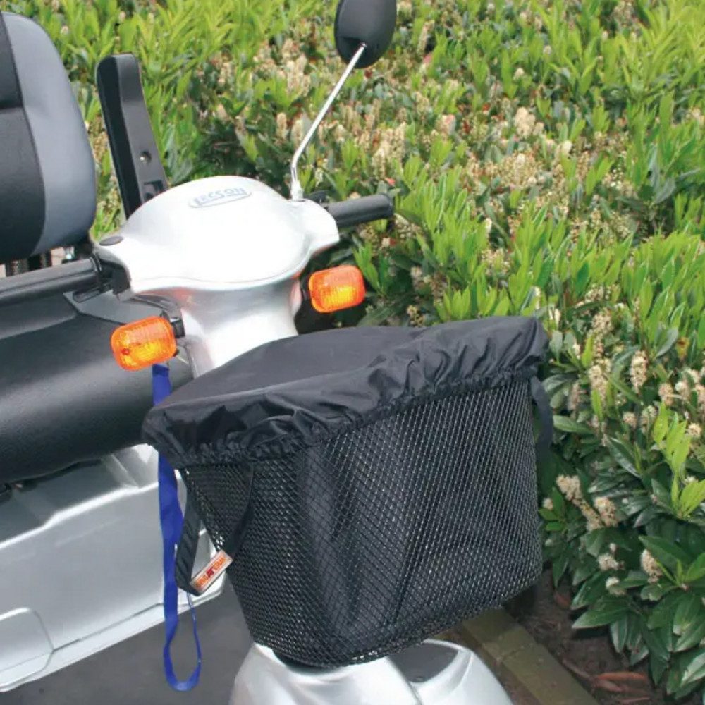DocMed Scootertasche Scootertasche mit Regenhaube (Ideal für den täglichen Einsatz, Korbtasche, Schutzhaube), Wasserabweisendes und Elastischer Gummirand