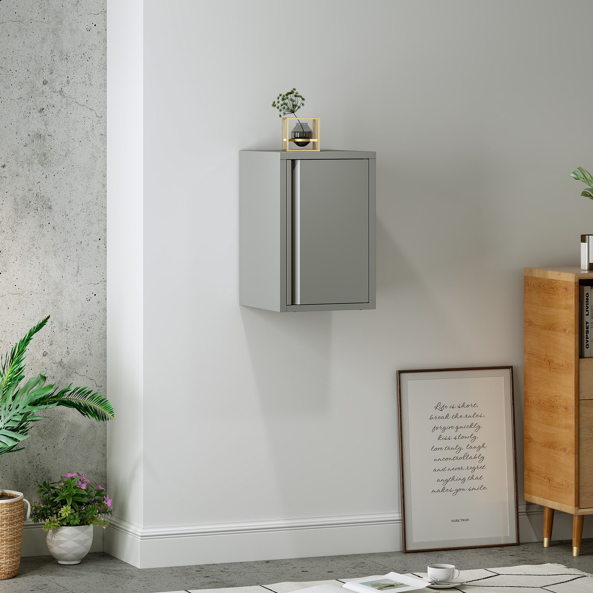 en.casa Hängeschrank »Burlöv« 50 x 33 x 35 cm Stahl Grau