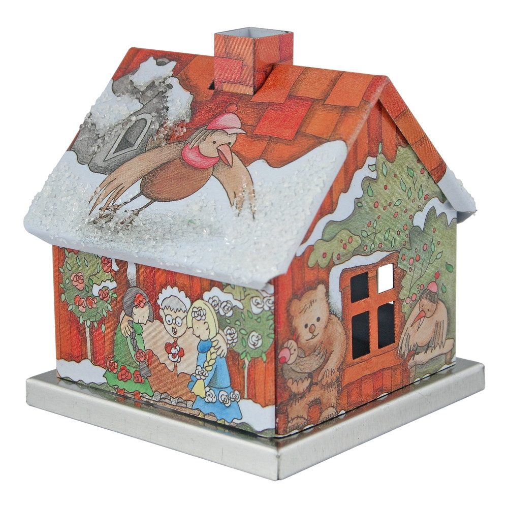 KNOX Räucherhaus Schneeweißchen & Rosenrot - aus Metall - 5,5cm - für Räucherkerzen M, märchenhafte Dekoration für jeden Raum - Ideal als Geschenk geeignet