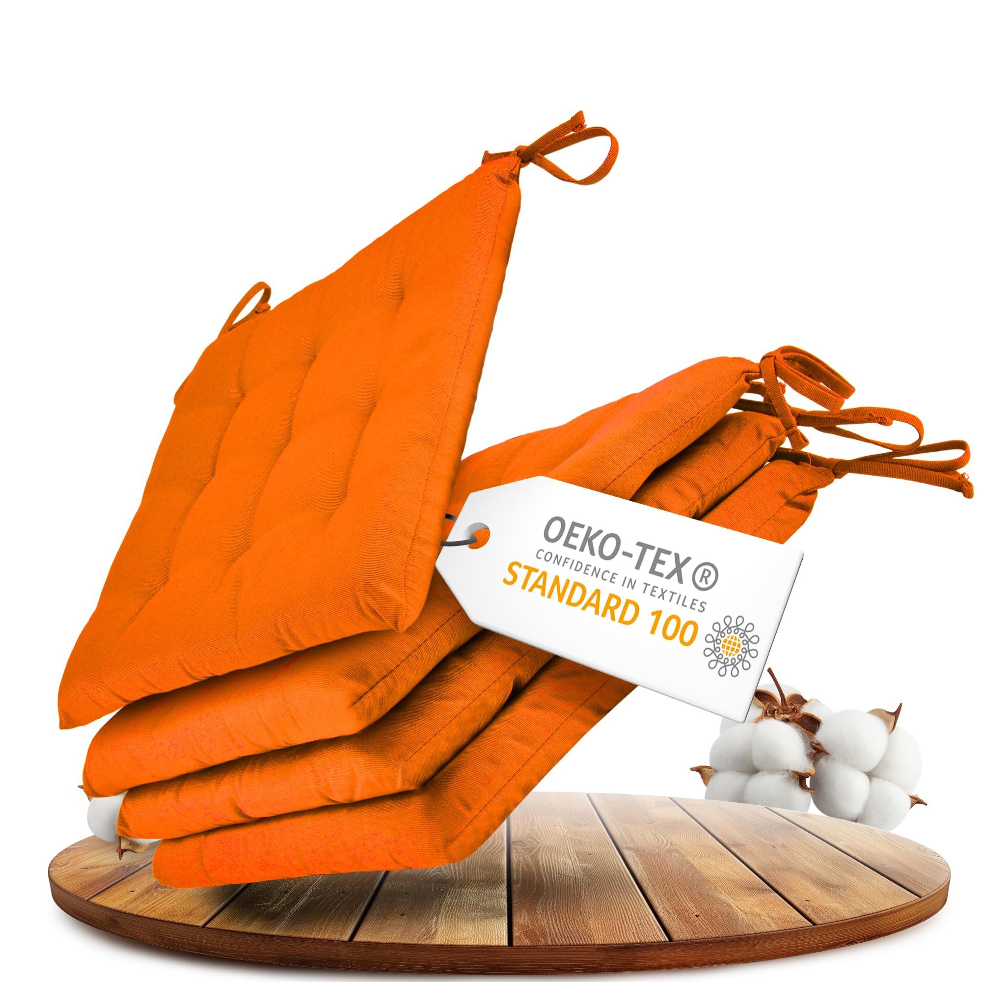 Gräfenstayn Stuhlkissen - 4er Set Sitzkissen 40×40 cm mit Haltebändern - In günstig online kaufen