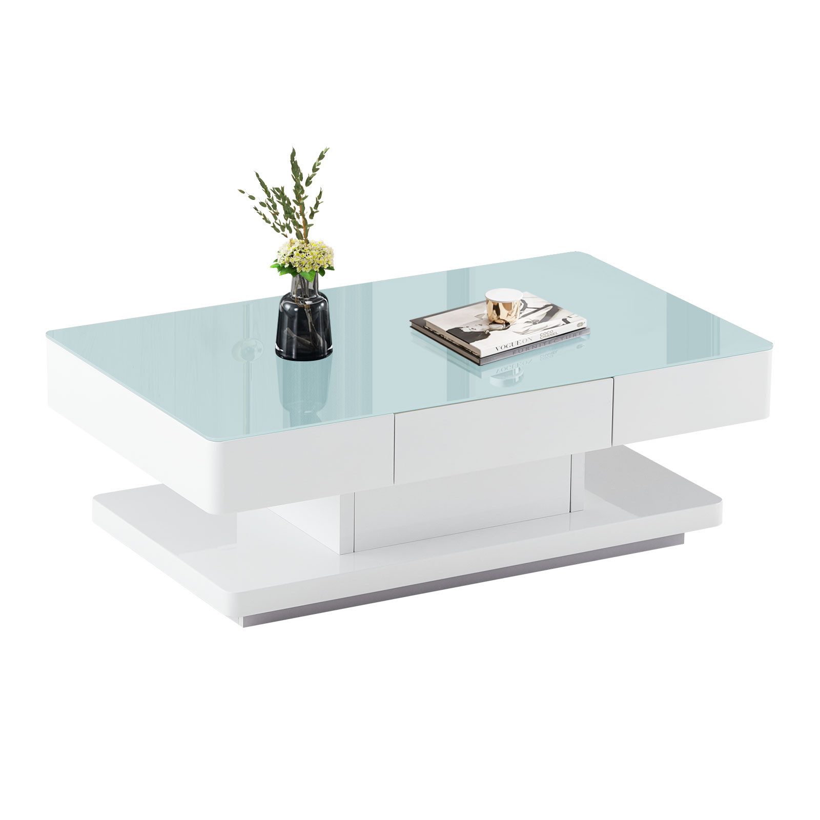 Ofcasa Couchtisch Glasplatte Wohnzimmertisch, Sofatisch mit günstig online kaufen
