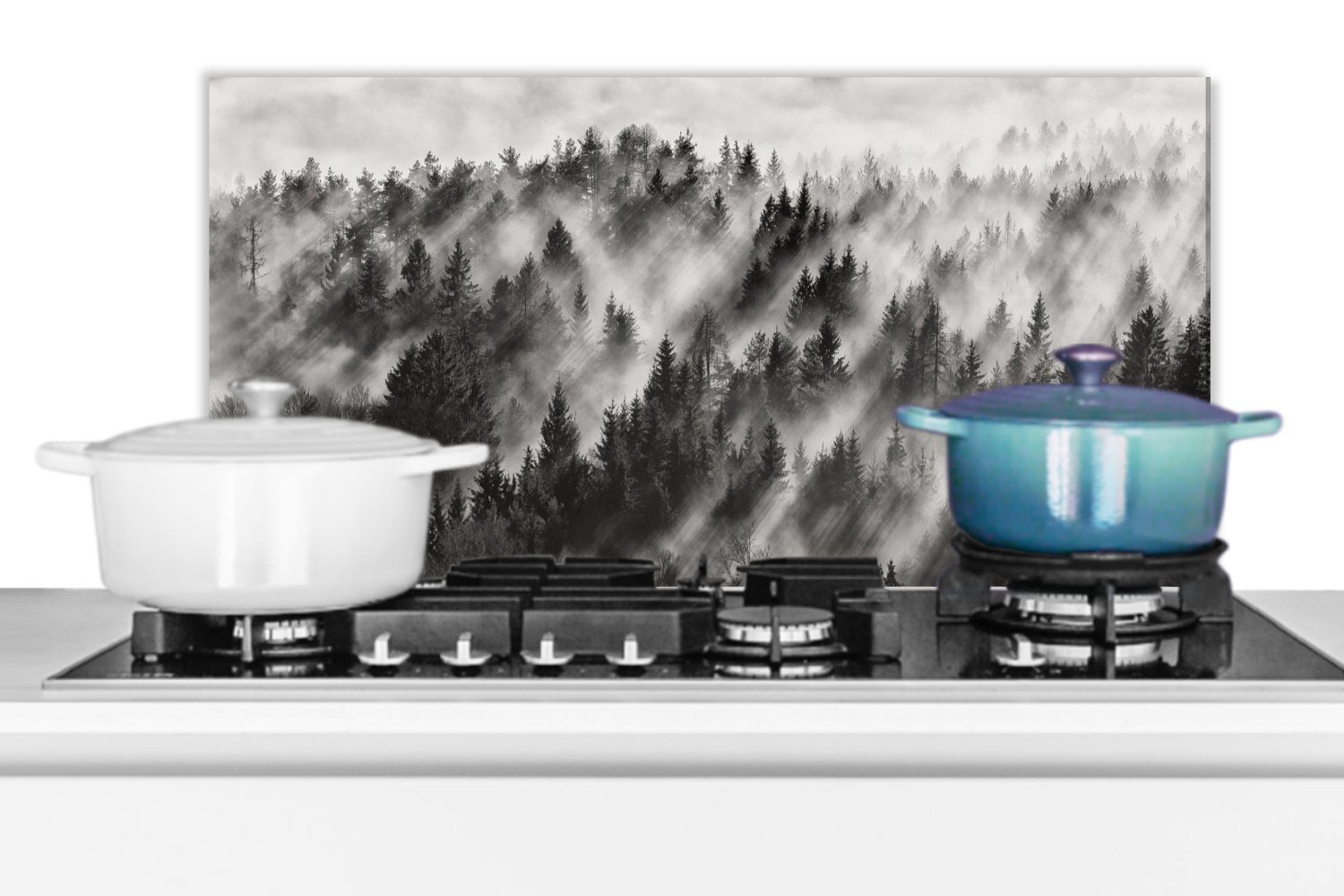 - - 60x30 Natur, Wald cm, Nebel für MuchoWow Küchenrückwand gegen und Küchen Fett Schmutzflecken Wandschutz, Landschaft (1-tlg), -