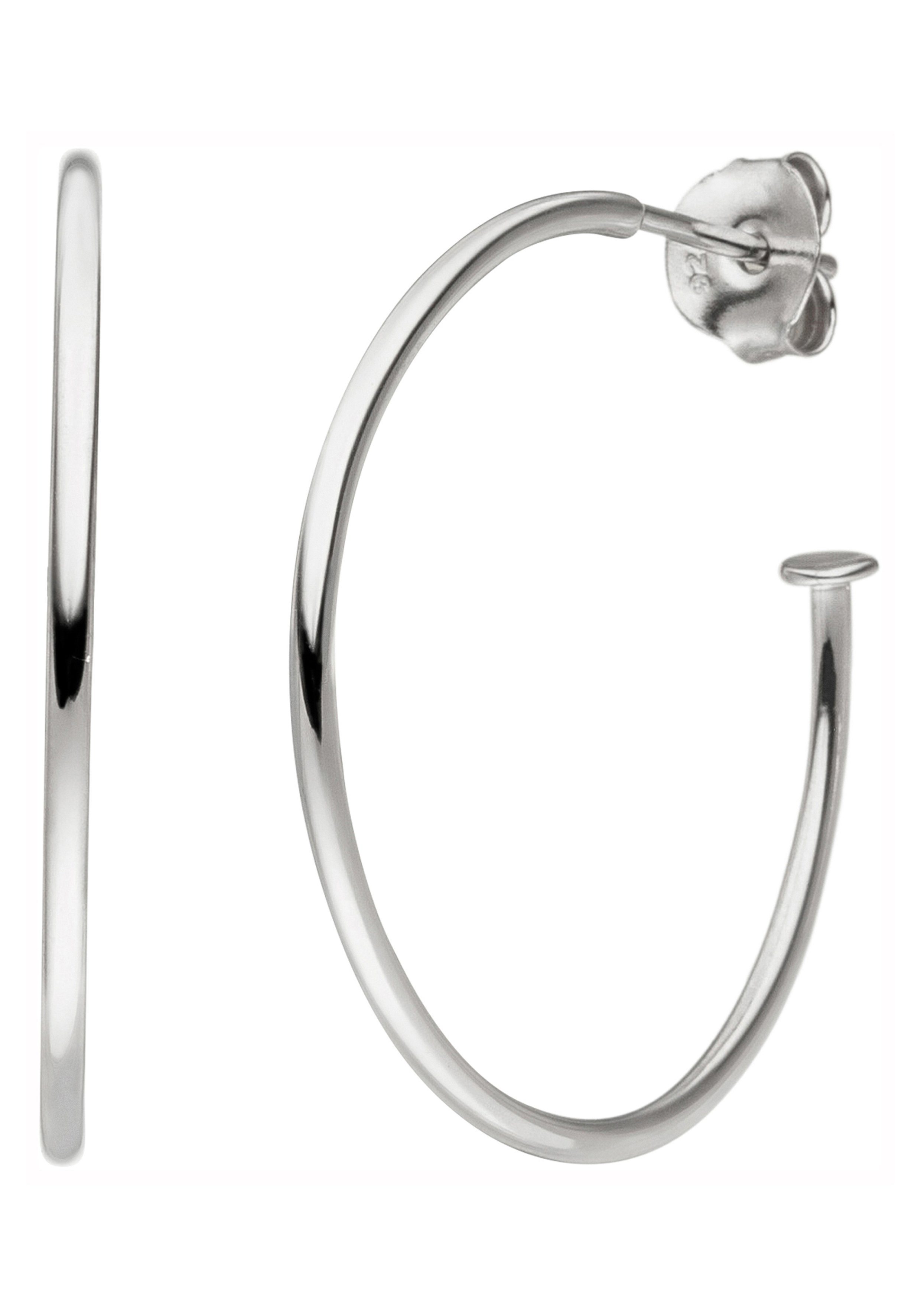 JOBO Paar Creolen, 925 Silber mit 74 Zir...