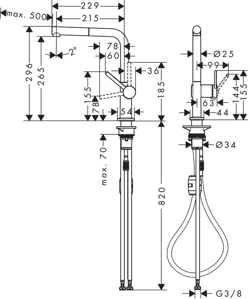 Thumbnail - hansgrohe Küchenarmatur Talis M54 Armatur Einhebel-Küchenmischer 270, Ausziehauslauf Chrom