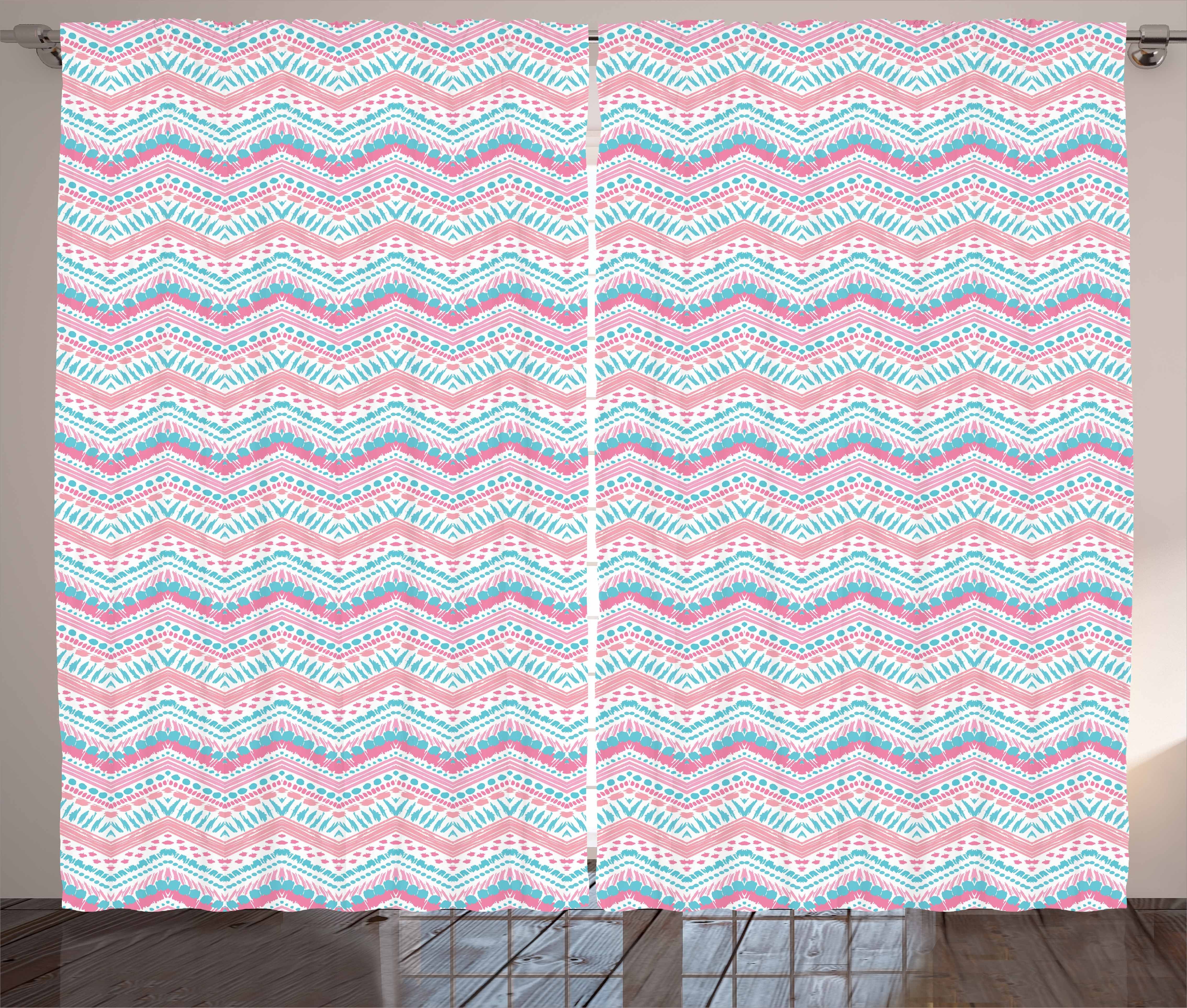 Abakuhaus, mit Gardine Vorhang und Haken, Schlafzimmer Zigzags Geometrisch Schlaufen Pinsel streichelte Kräuselband