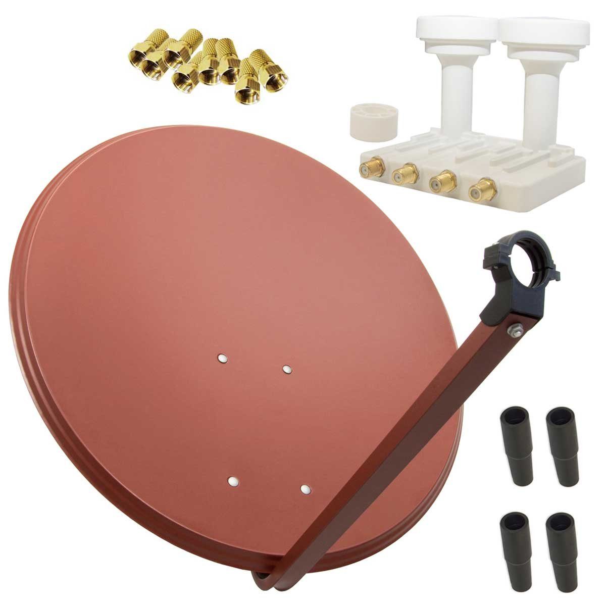 PremiumX »SatellitenKomplettanlage 80cm Satellitenschüssel Ziegelrot
