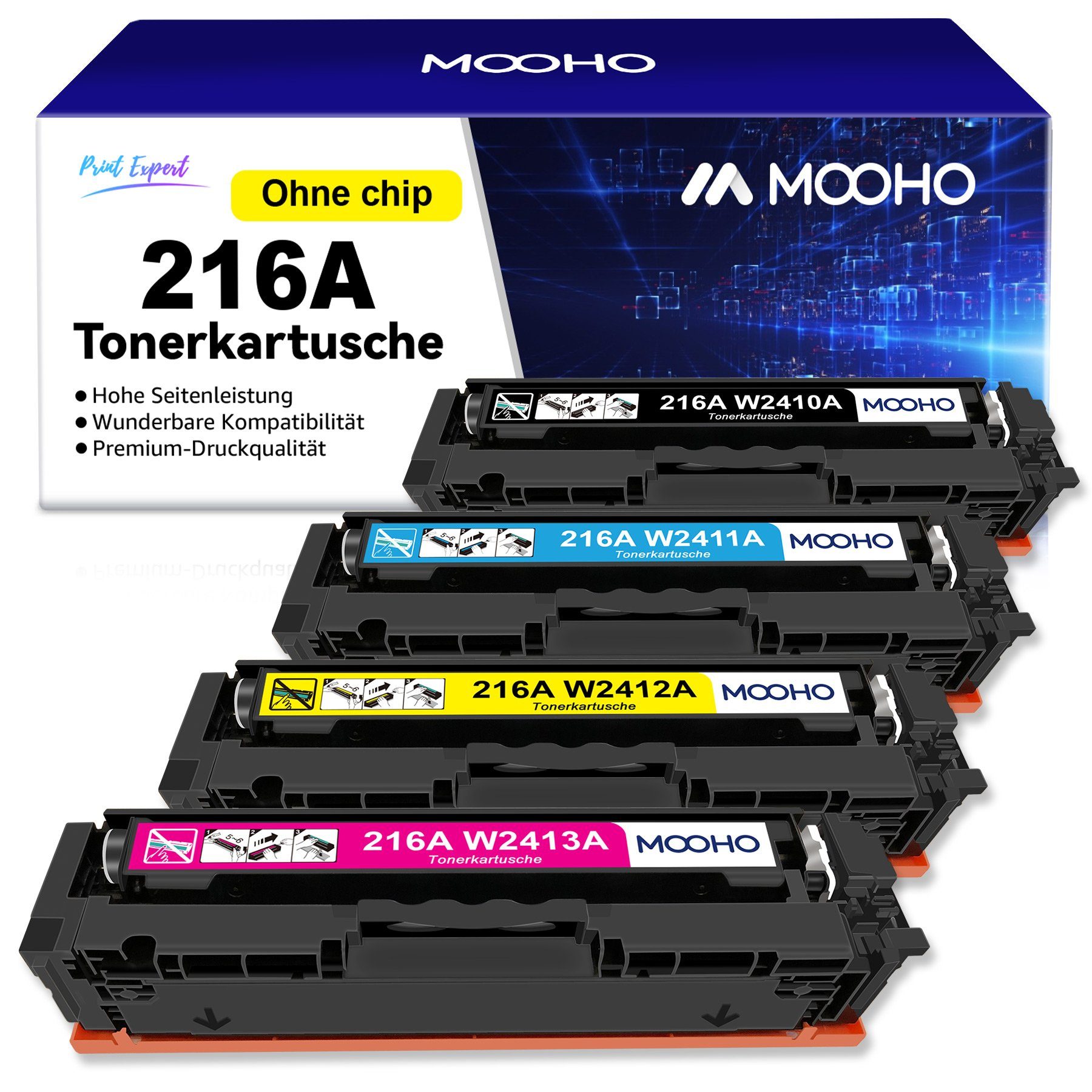 MOOHO Tonerkartusche 4PK für HP 216A Ersatz 216X 216 A HP216A HP216