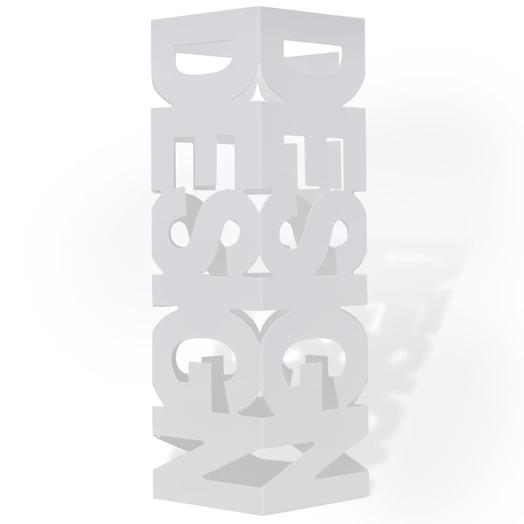 vidaXL Schirmständer, Schirmhalter Schirmständer Gehstöcke Stahl weiß quadratisch 48,5 cm