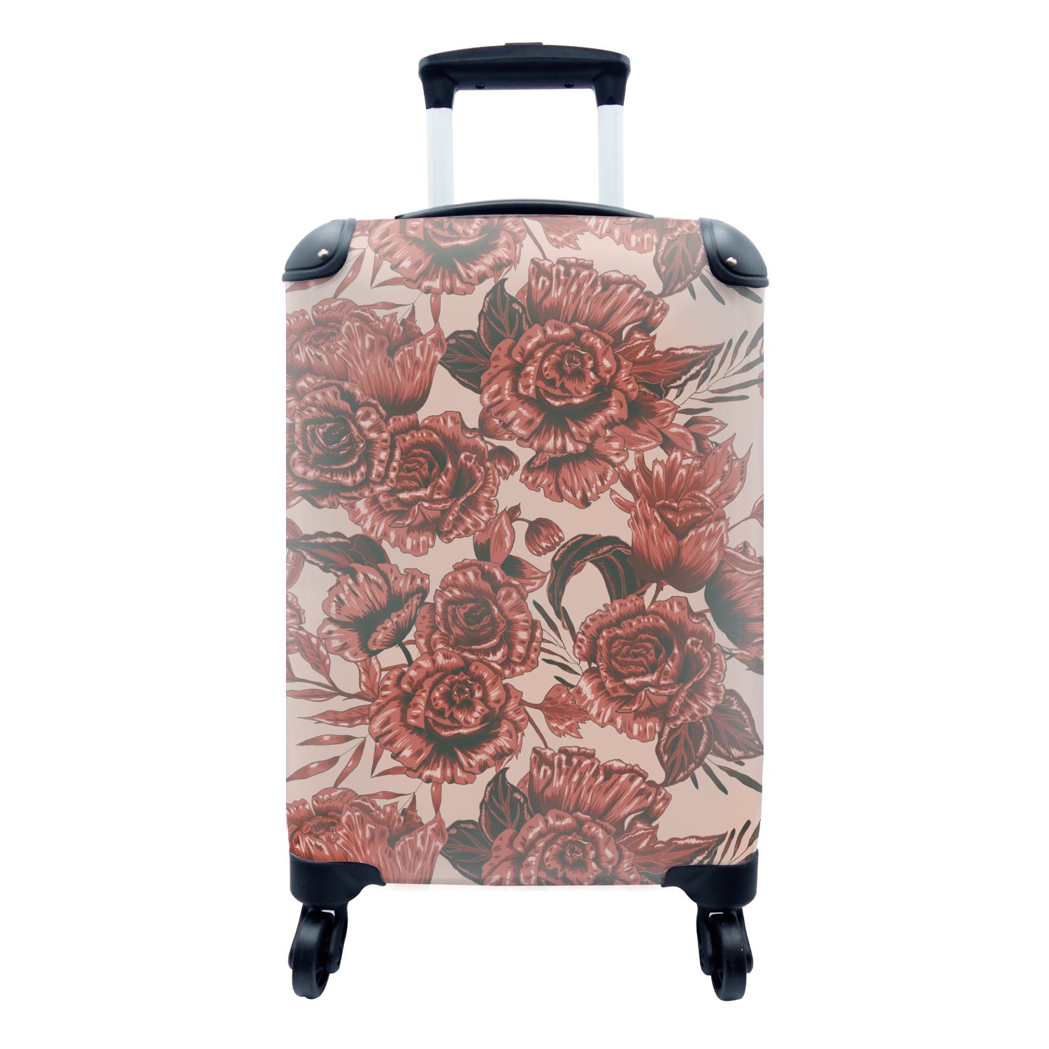 MuchoWow Handgepäckkoffer Rose - Muster - Blumen, 4 Rollen, Reisetasche mit rollen, Handgepäck für Ferien, Trolley, Reisekoffer