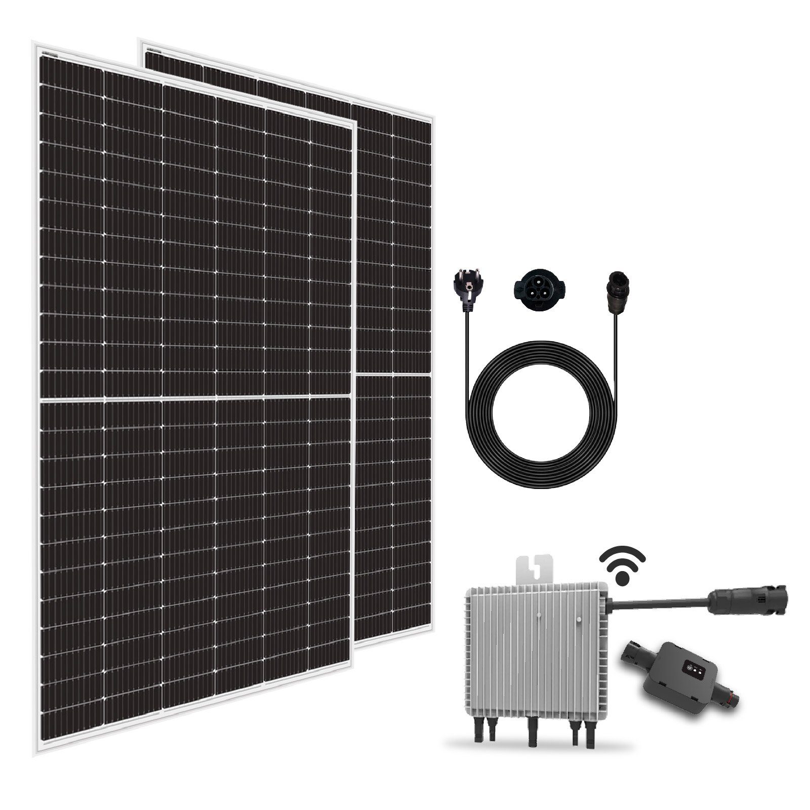 Campergold Solaranlage 760W Balkonkraftwerk Komplettset inkl. 380W Silber Solarmodule, (Neu Generation Upgradefähiger 800W Deye WIFI Wechselrichter mit Relais), 10m Schuckostecker