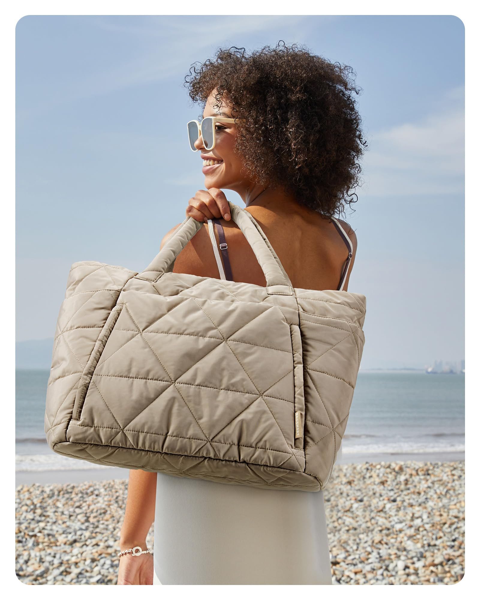 nsihing Schultertasche Handtasche damen Umhängetaschen crossbody bag, Große Stepp-Tasche mit Reißverschluss und mehreren Fächern
