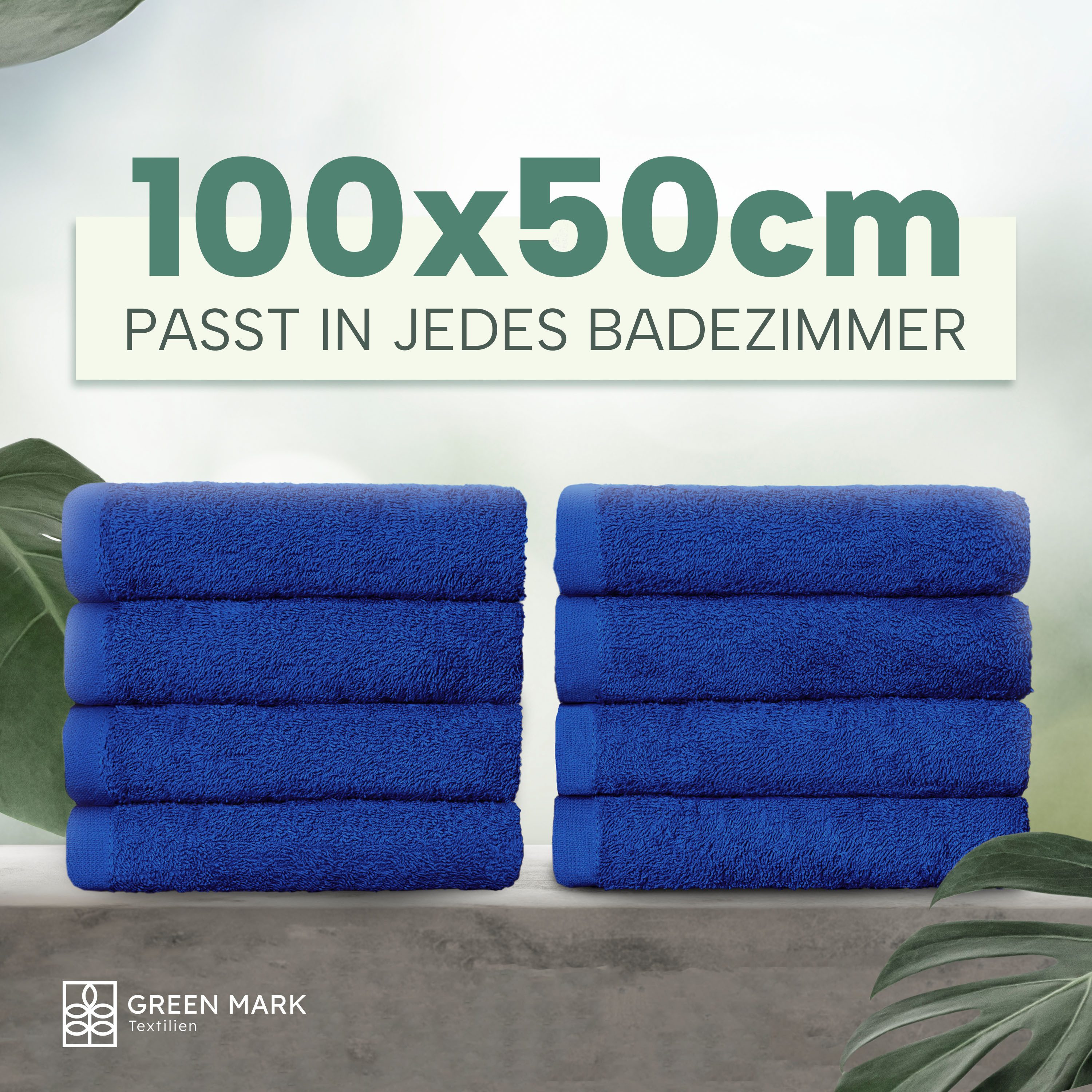 NatureMark Handtücher 8er-Sparpack Handtücher 50x100cm, Baumwolle (8-St), 8X Handtücher, 100% Baumwolle, Royal blau, 50 x 100cm – Bild 3 von 5