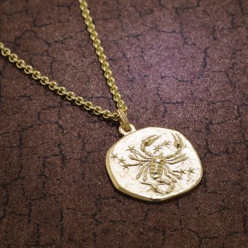 trendor Kette mit Anhänger Skorpion Sternzeichen Ø 20 mm Gold auf Silber