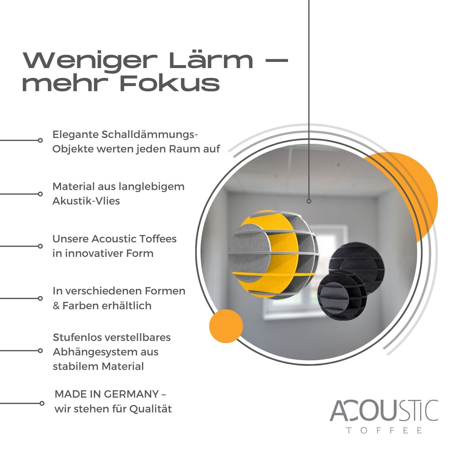platino24 Schallschutzpaneel platino24 "SATELLITE" 3D-Akustik-Objekt Kugel für optimale Raumakustik, lärmreduzierend, langlebig, geniale Steckverbindung ohne Kleber