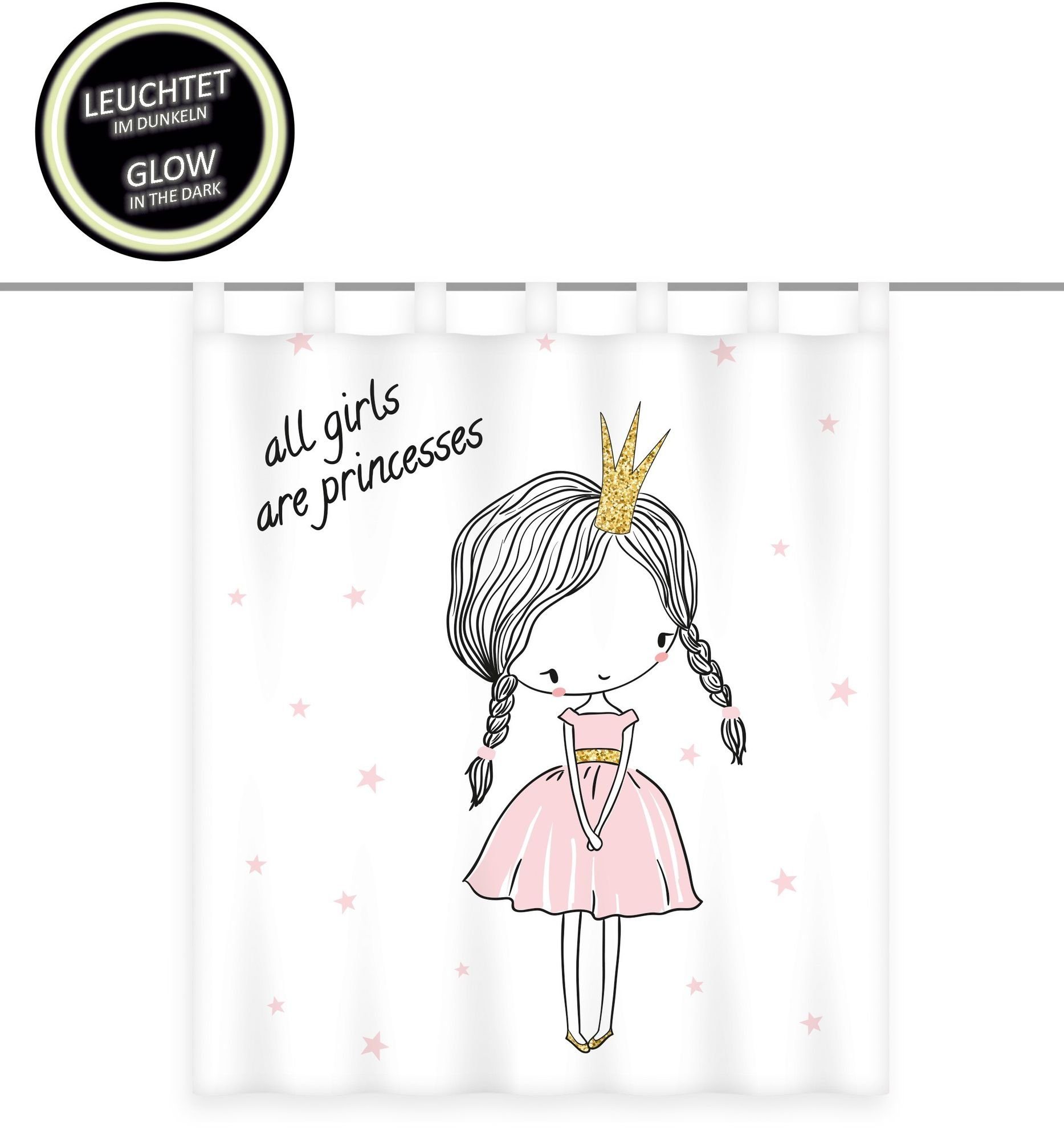 Herding Gardine Gardine Vorhang Fertiggardine Prinzessin Glow in the dark 1 günstig online kaufen