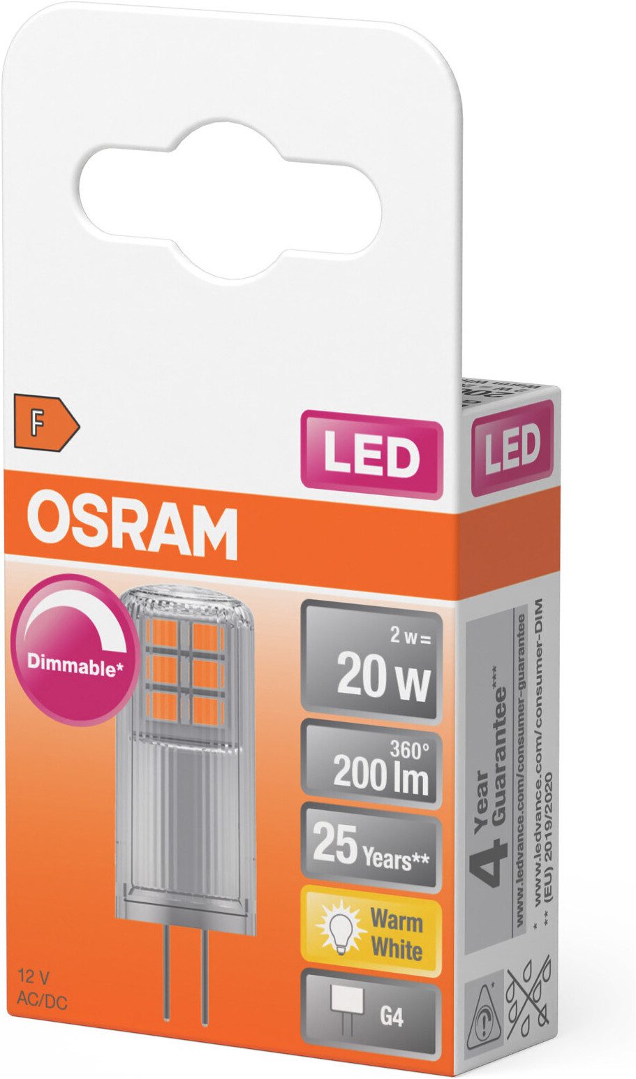 Osram LED-Leuchtmittel LED PIN Lampe, G4, 1 St., Warmweiß