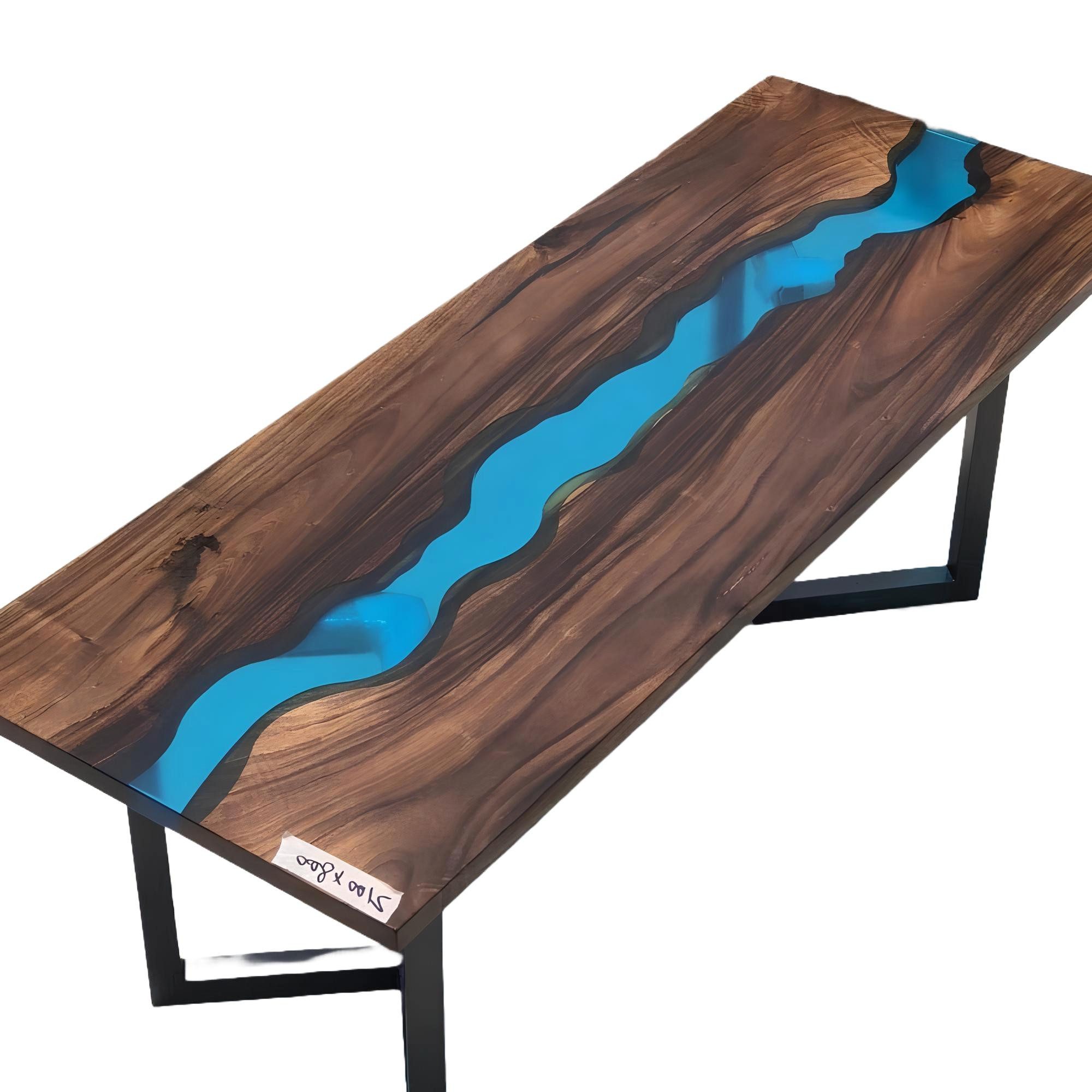 Xlmoebel Couchtisch Echtholz-Flusstisch mit blauem Epoxidharz und einzigartiger Optik (1-St., Couchtisch), Hergestellt in Europa