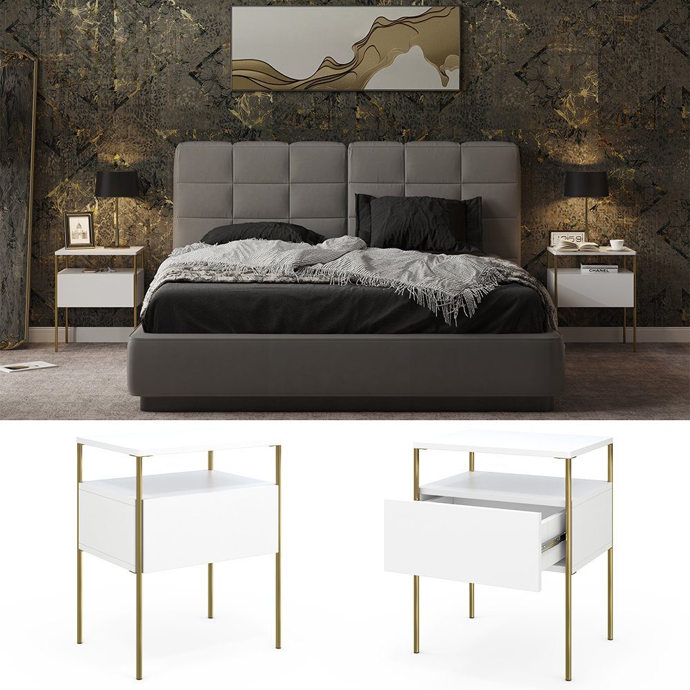 Vicco Nachtschrank Mira, Weiß/Gold, 40 x günstig online kaufen