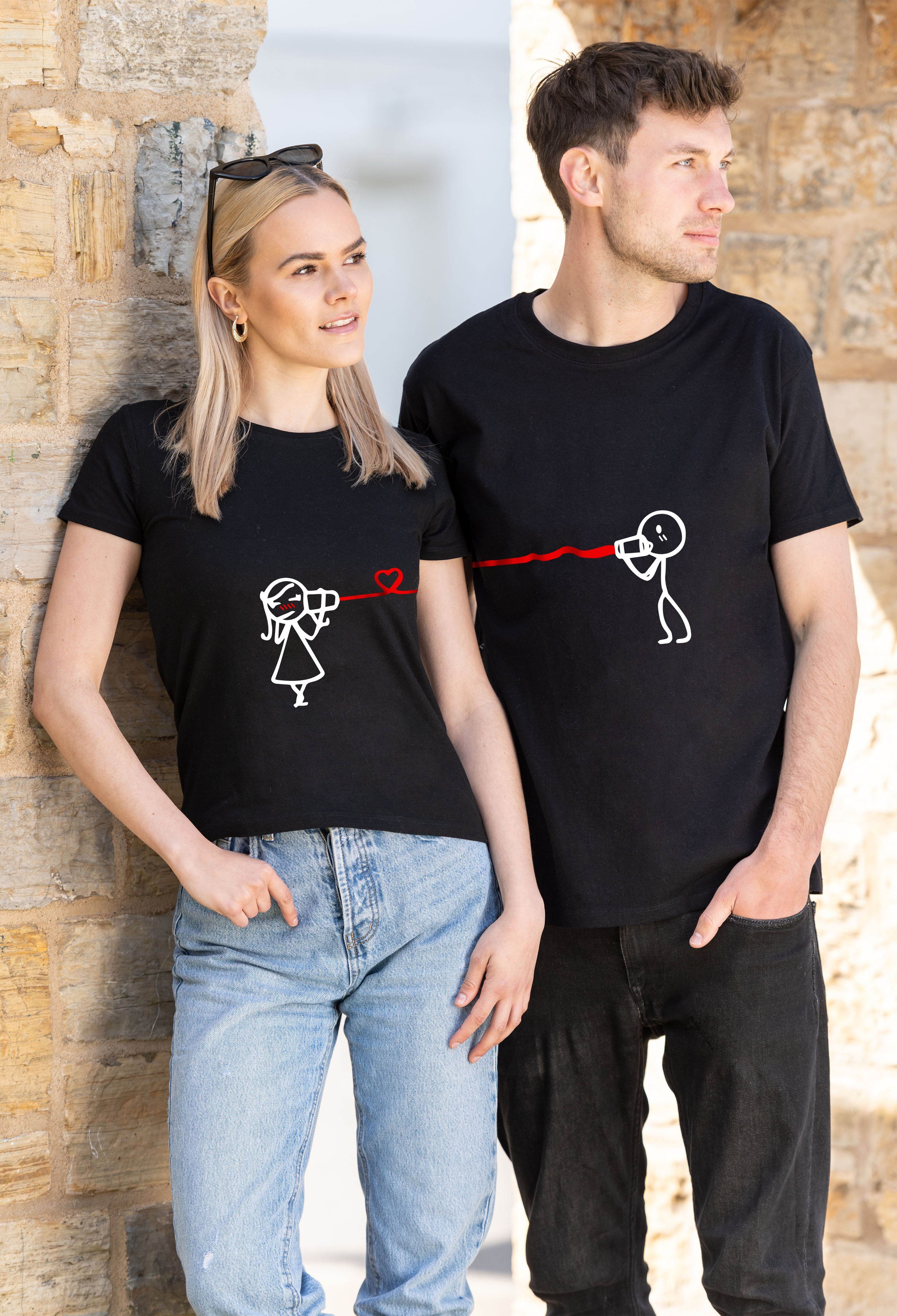 Youth Designz T-Shirt Hearing The Love Pärchen Fun T-Shirt mit süßem Frontprint