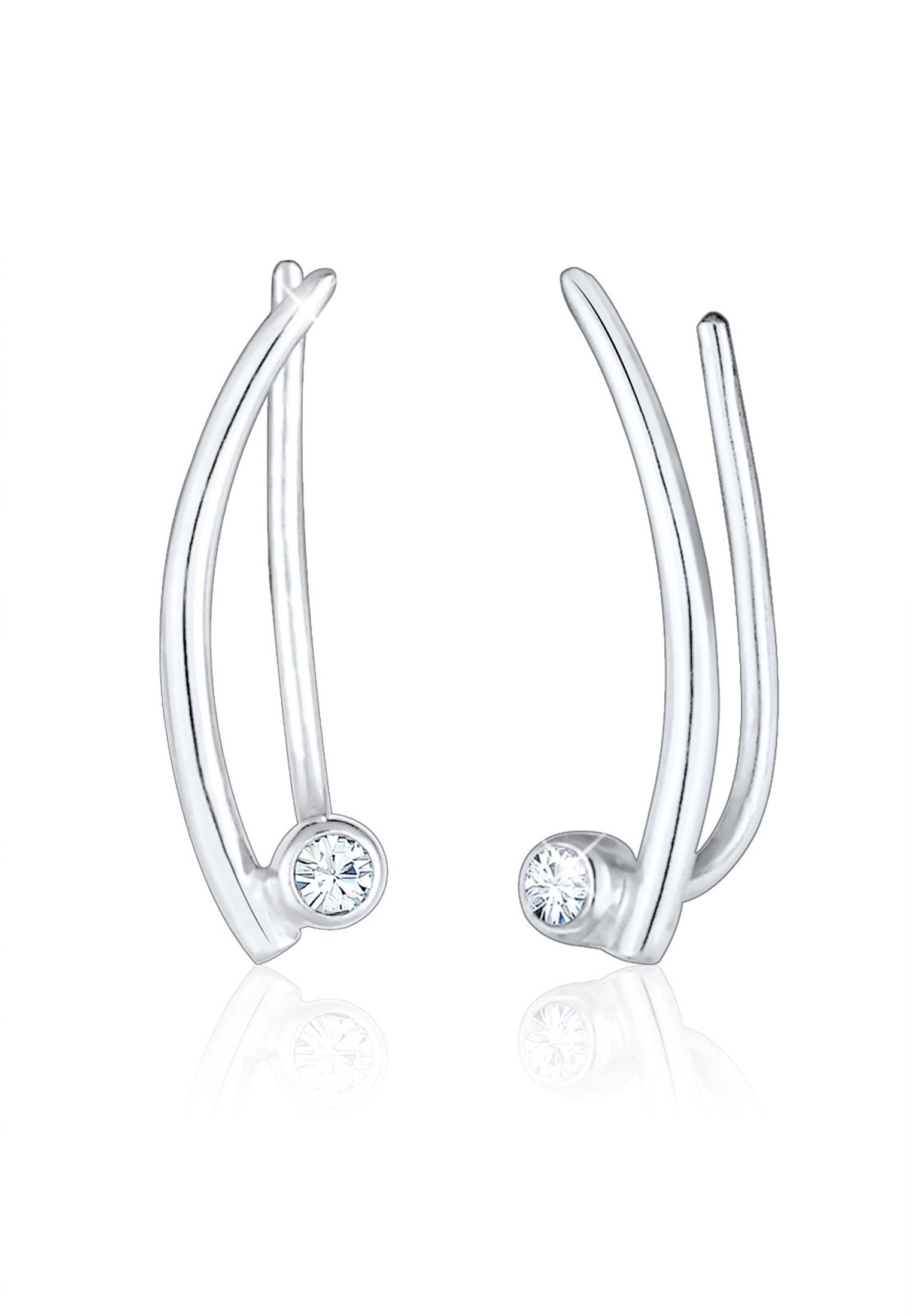 Trend Elli Silberschmuck Silber, anlaufgeschützt und hochglanzpoliert Ohrstecker Ear 925 Climber Kristalle Paar