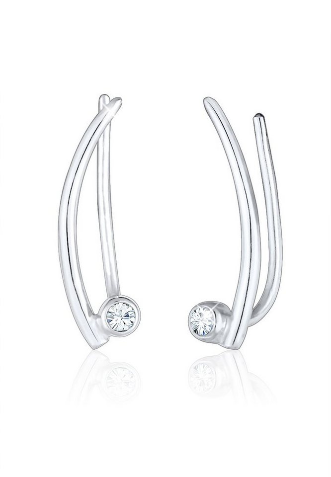 Elli Paar Ohrstecker Ear Climber Kristalle Trend 925 Silber, Silberschmuck  hochglanzpoliert und anlaufgeschützt