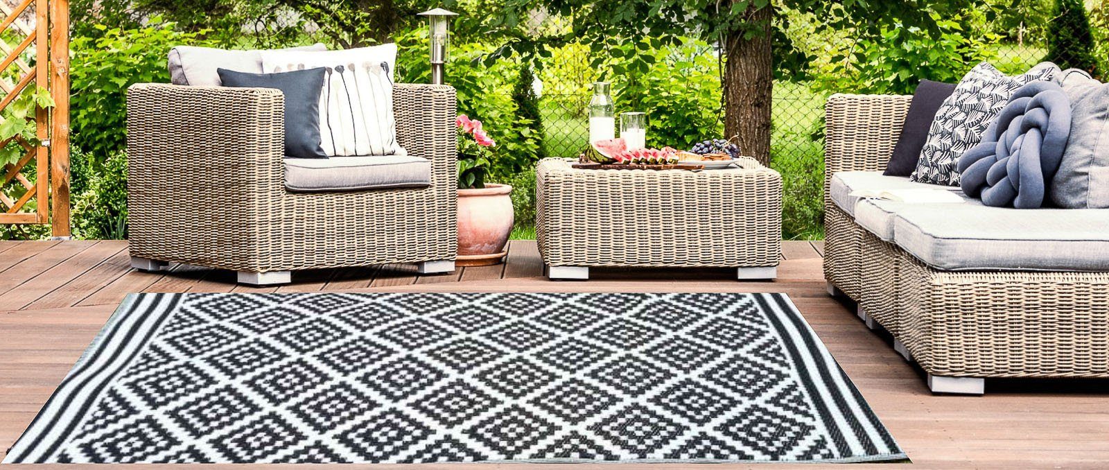 Jet-Line Outdoorteppich Outdoor Kunststoffteppich AUSTIN schwarz günstig online kaufen