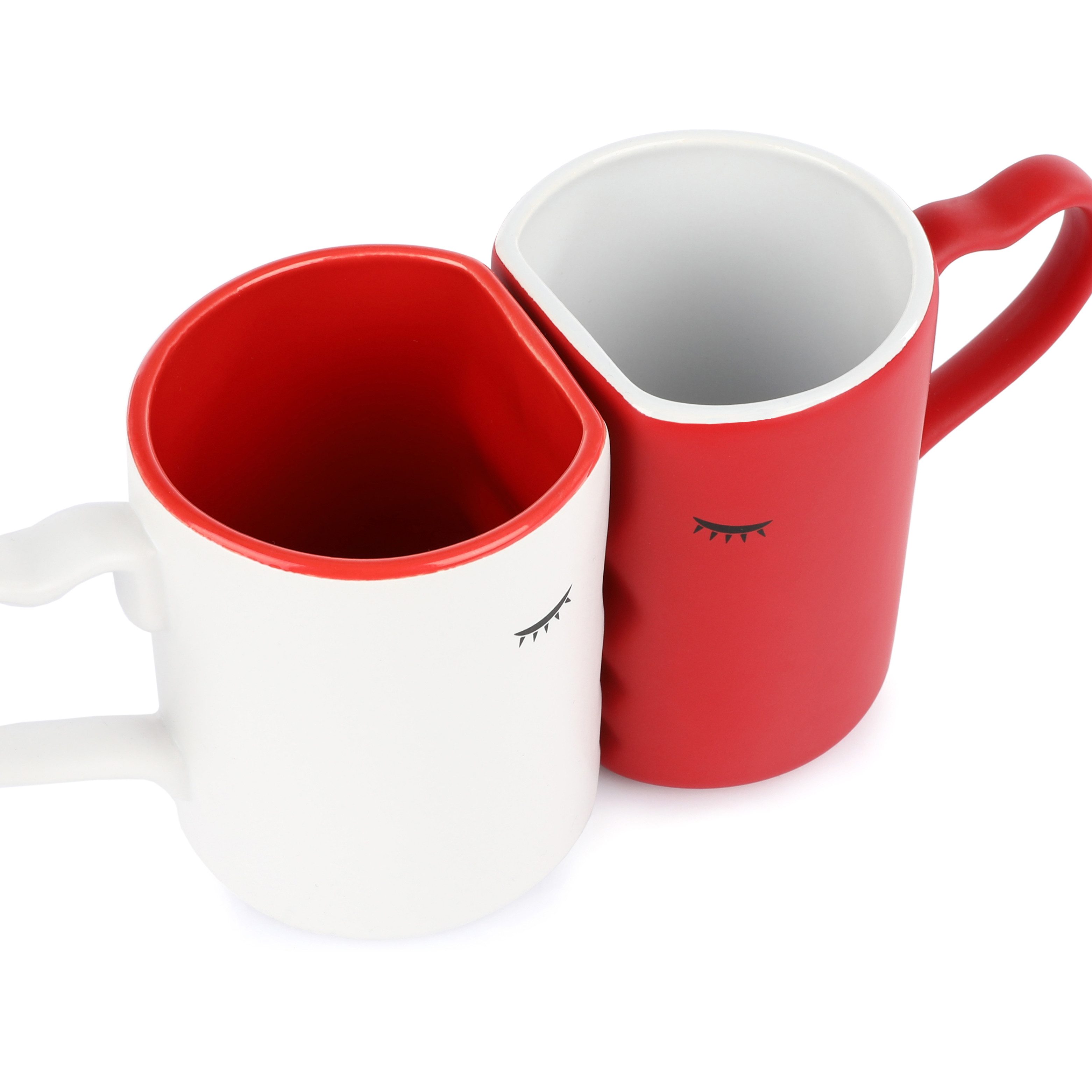 FunX Becher Küssende Tassen Kaffeebecher Geschenk Set, 2er Set
