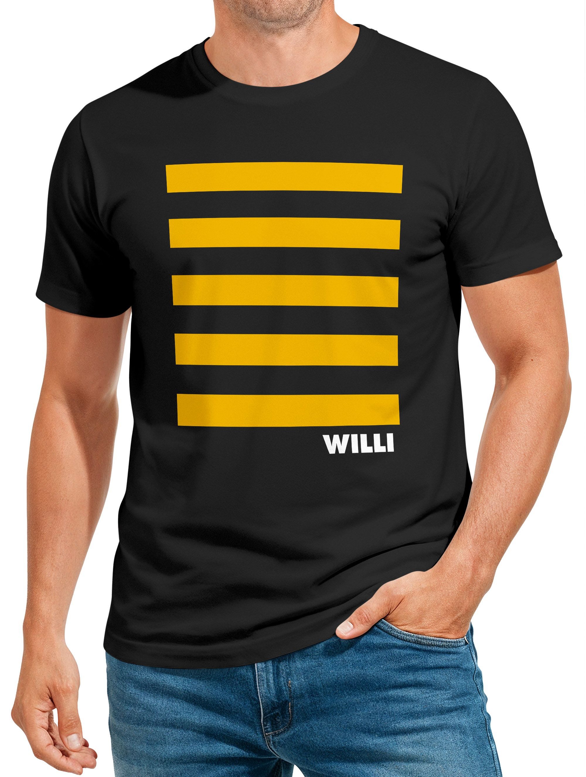 MoonWorks Print-Shirt Herren T-Shirt Fasching Karneval - Biene -Kostüm-Ersatz Verkleidung mit Print