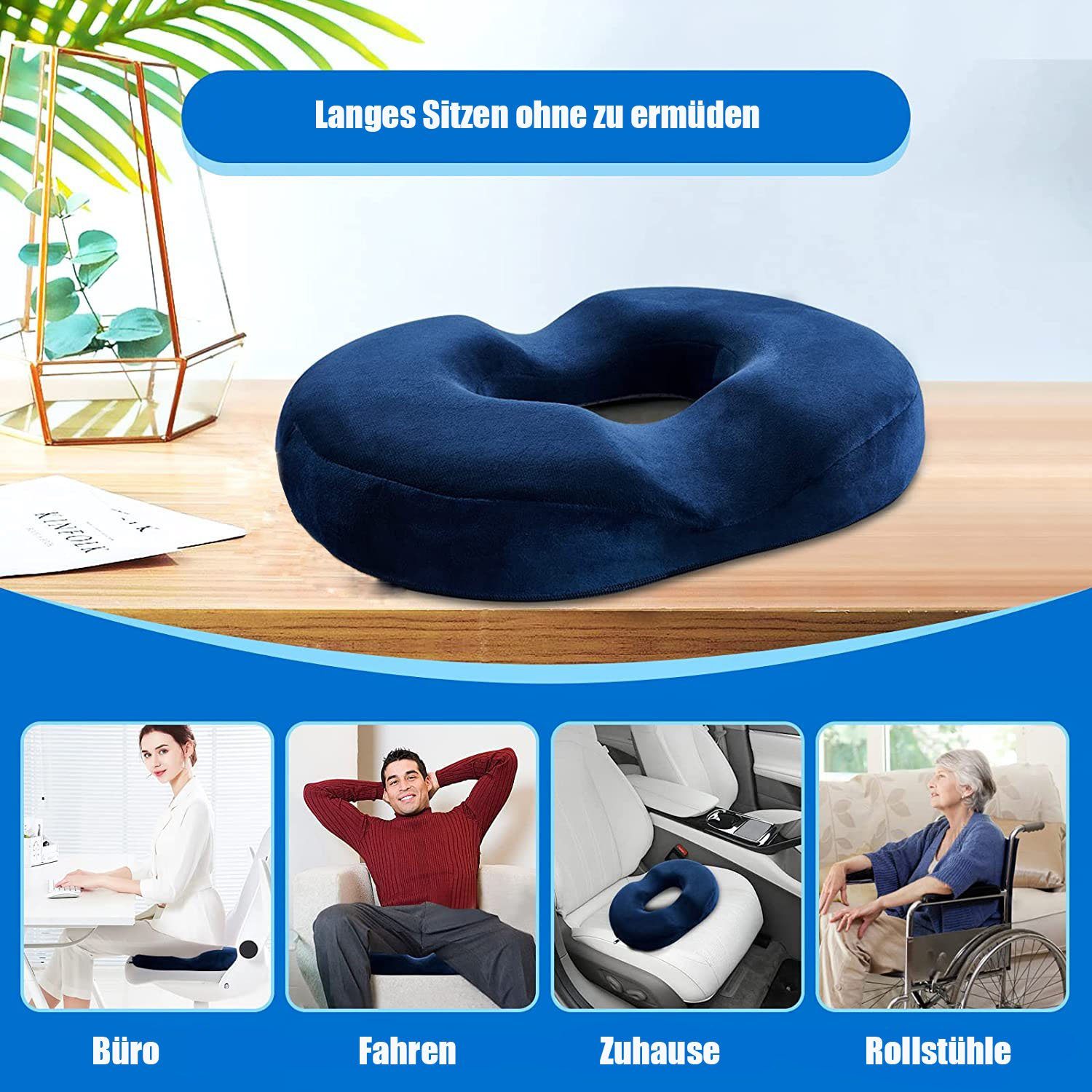 Kissen Ergonomisches Sitzkissen Orthopädisches Jormftte Sitzkissen, Sitzkissen marineblau Donut