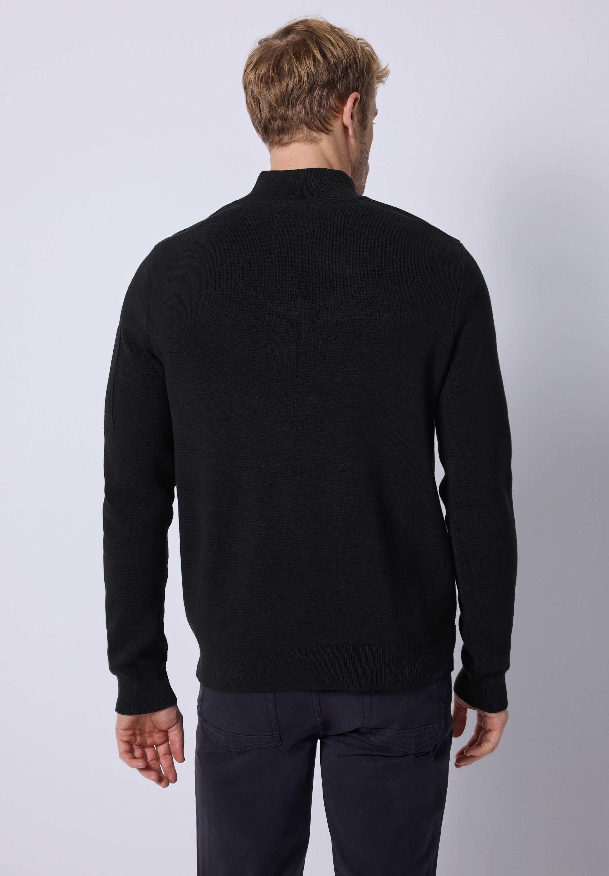 STREET ONE MEN Stehkragenpullover mit Zipper