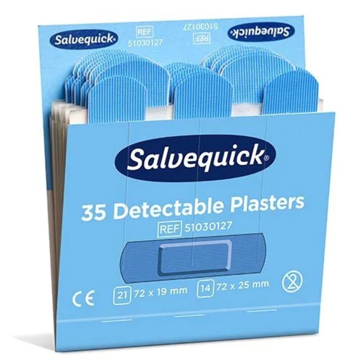 Salvequick® Erste-Hilfe-Set Pflaster-Strips Nachfüllpackung - 6x 35 Stück blau.