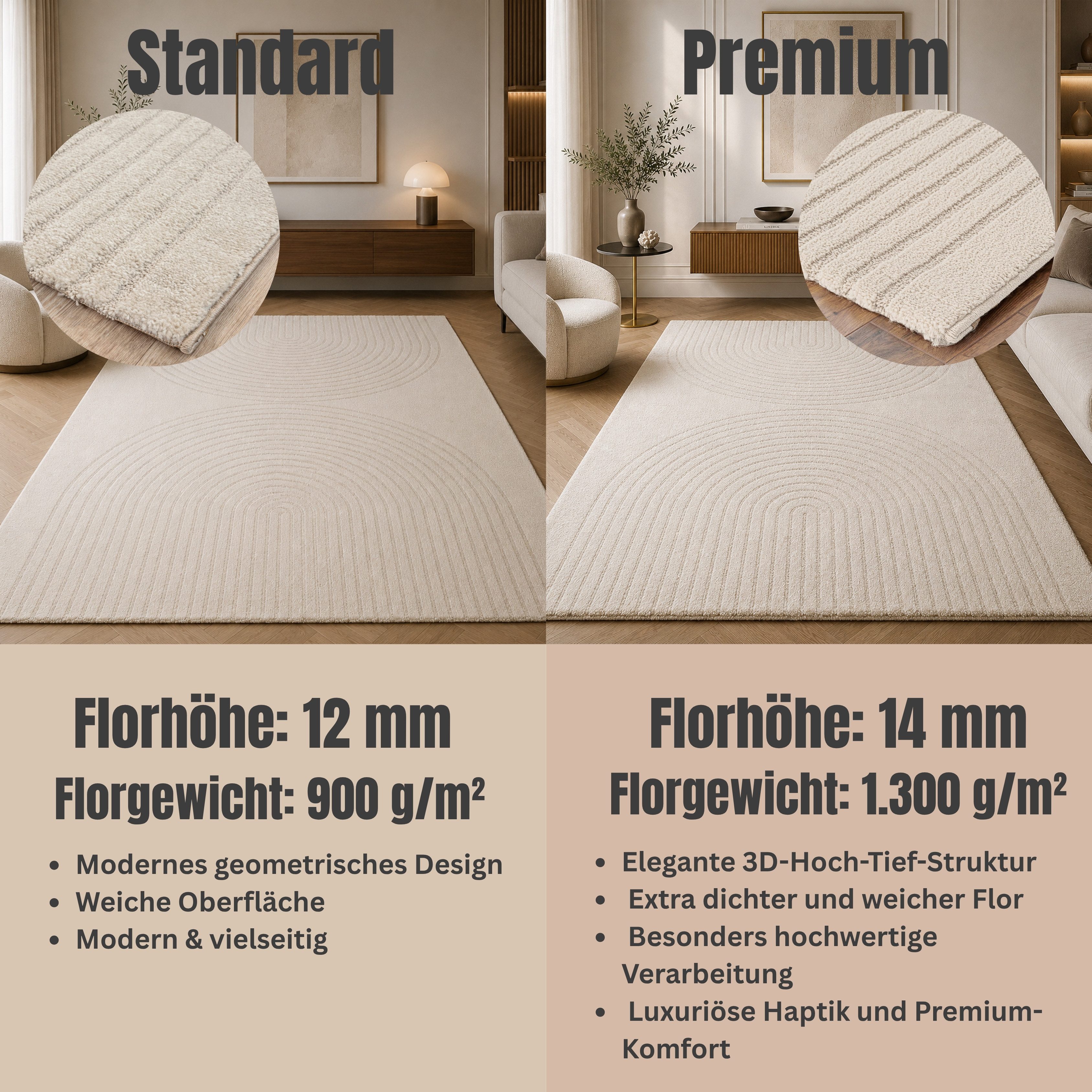 OTTO home Designteppich Soft Dune in Standard- und Premium-Qualität, 3D Optik/Hoch-Tief Effekt, rechteckig, moderner Wohnzimmer Teppich, hohe Flordichte und ang – Bild 4 von 5