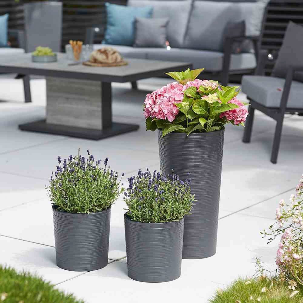 Siena Garden Pflanzgefäß Modern Locon Graphit Ø 25x46,5 cm günstig online kaufen