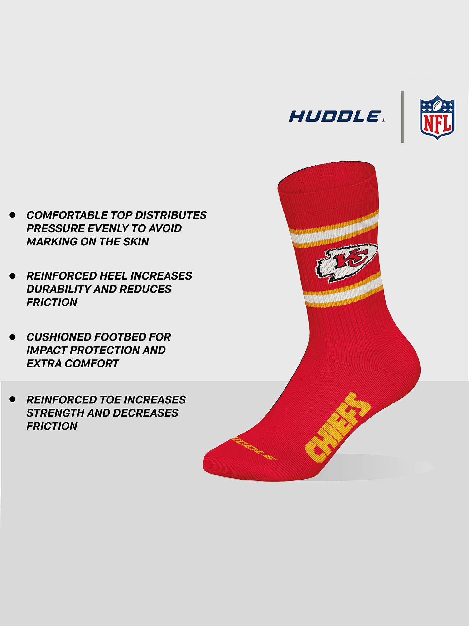 NFL Freizeitsocken Kansas City Chiefs Crew (6-Paar) Casual Socken, Alltagssocken, Bequeme Socken