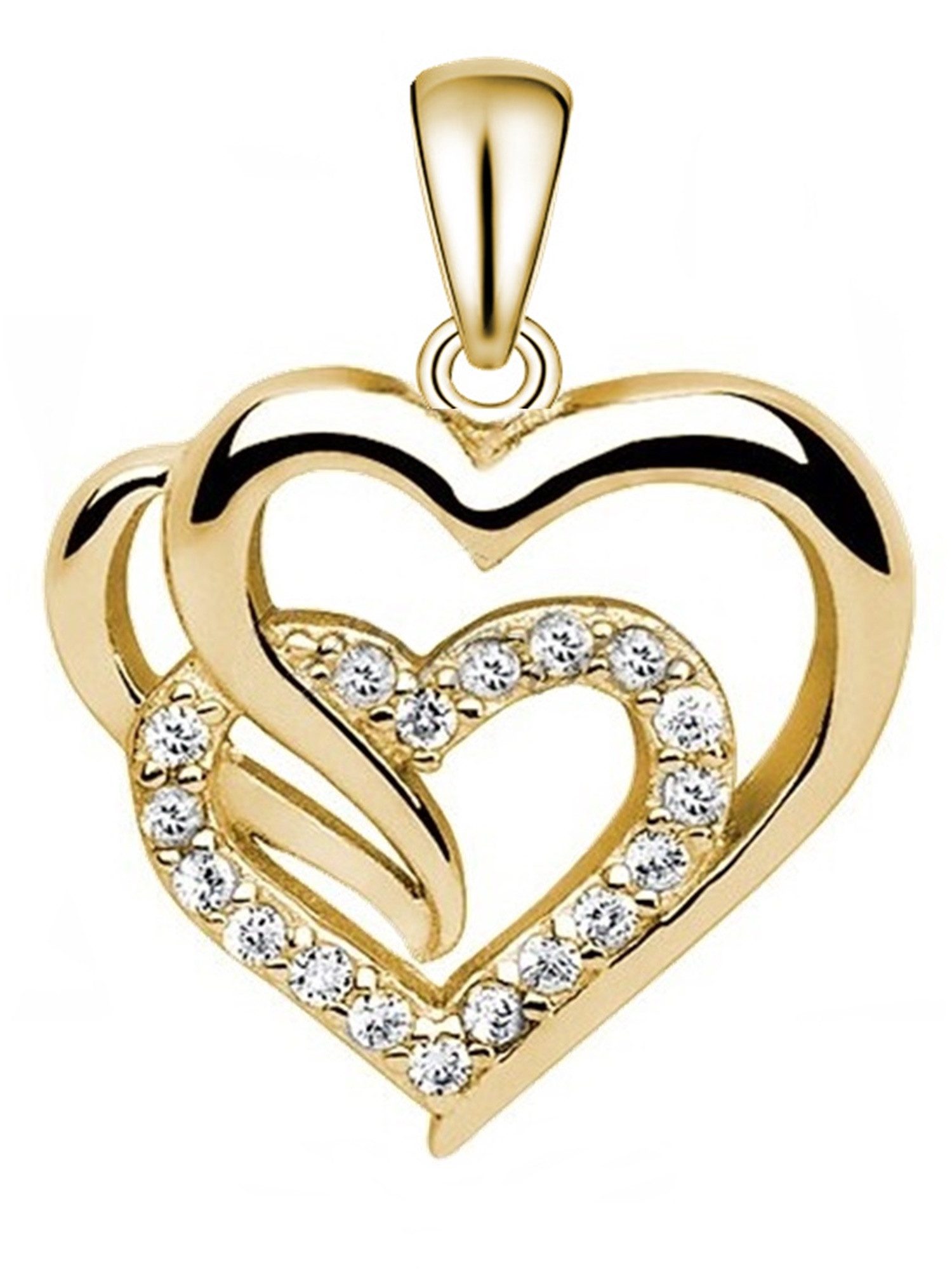 Goldene Hufeisen Herzanhänger Herz Anhänger aus 925 Silber mit Zirkonia Kri günstig online kaufen