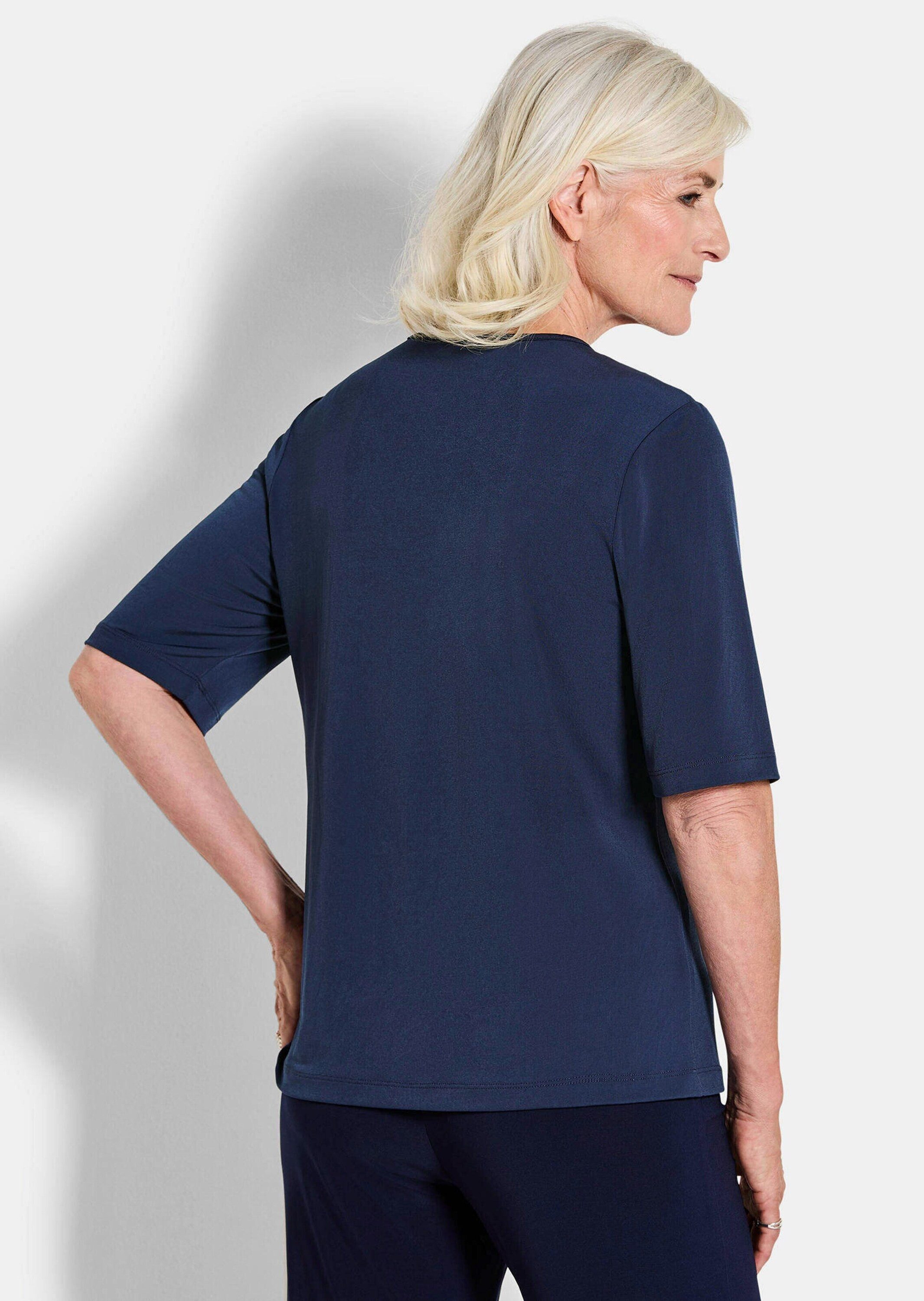 GOLDNER T-Shirt Elegantes Halbarmoberteil mit Mesh Jerseyshirt mit V-Ausschnitt, semitransparent, 3/4-Arm – Bild 3 von 5