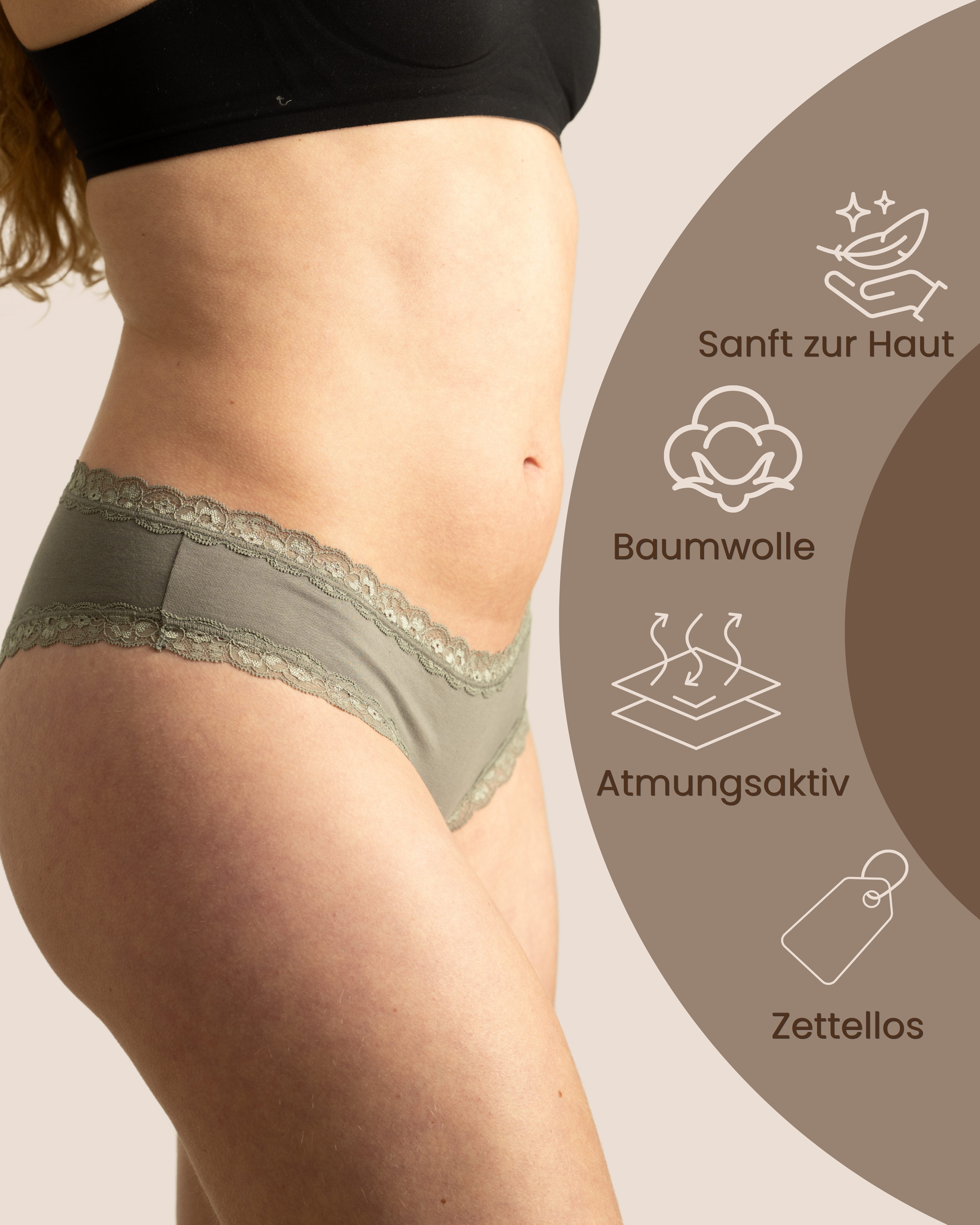 Benonetti Slip Brazilian Damen Slips mit zarter Spitze – sinnlich, weich & bequem (3er Pack, 3er Set) mit Spitze, Elastikbund, sehr bequemer Baumwollstoff
