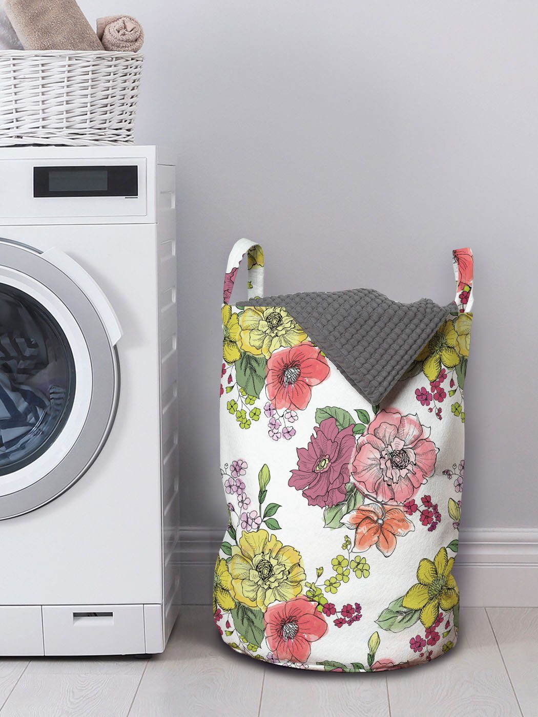 Abakuhaus Wäschesäckchen Wäschekorb Blumensträuße mit Bunte Waschsalons, Griffen Kordelzugverschluss für Botanisch Sommer