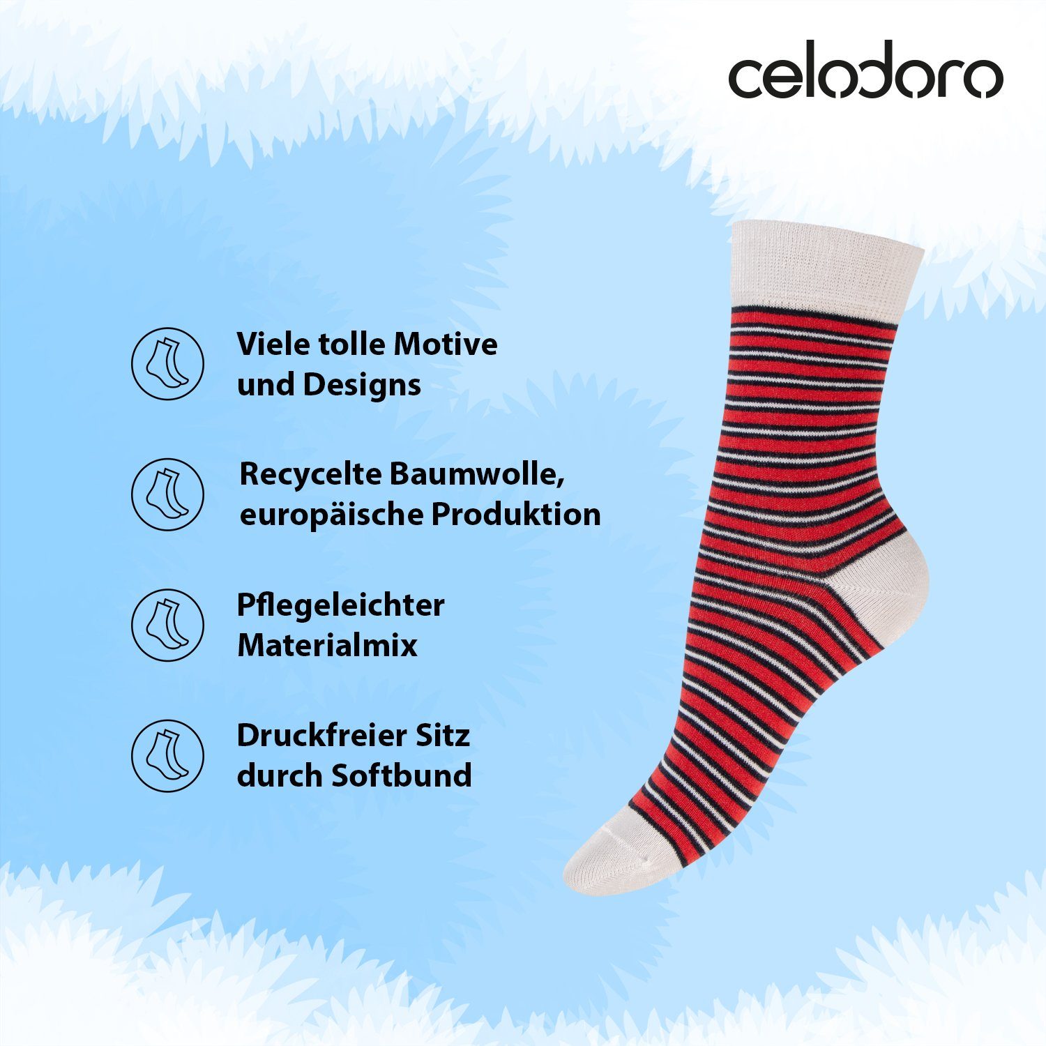 celodoro Basicsocken Damen regenerative Red Motiv Rumba mit Süße Paar), Socken (10 Eco Baumwolle