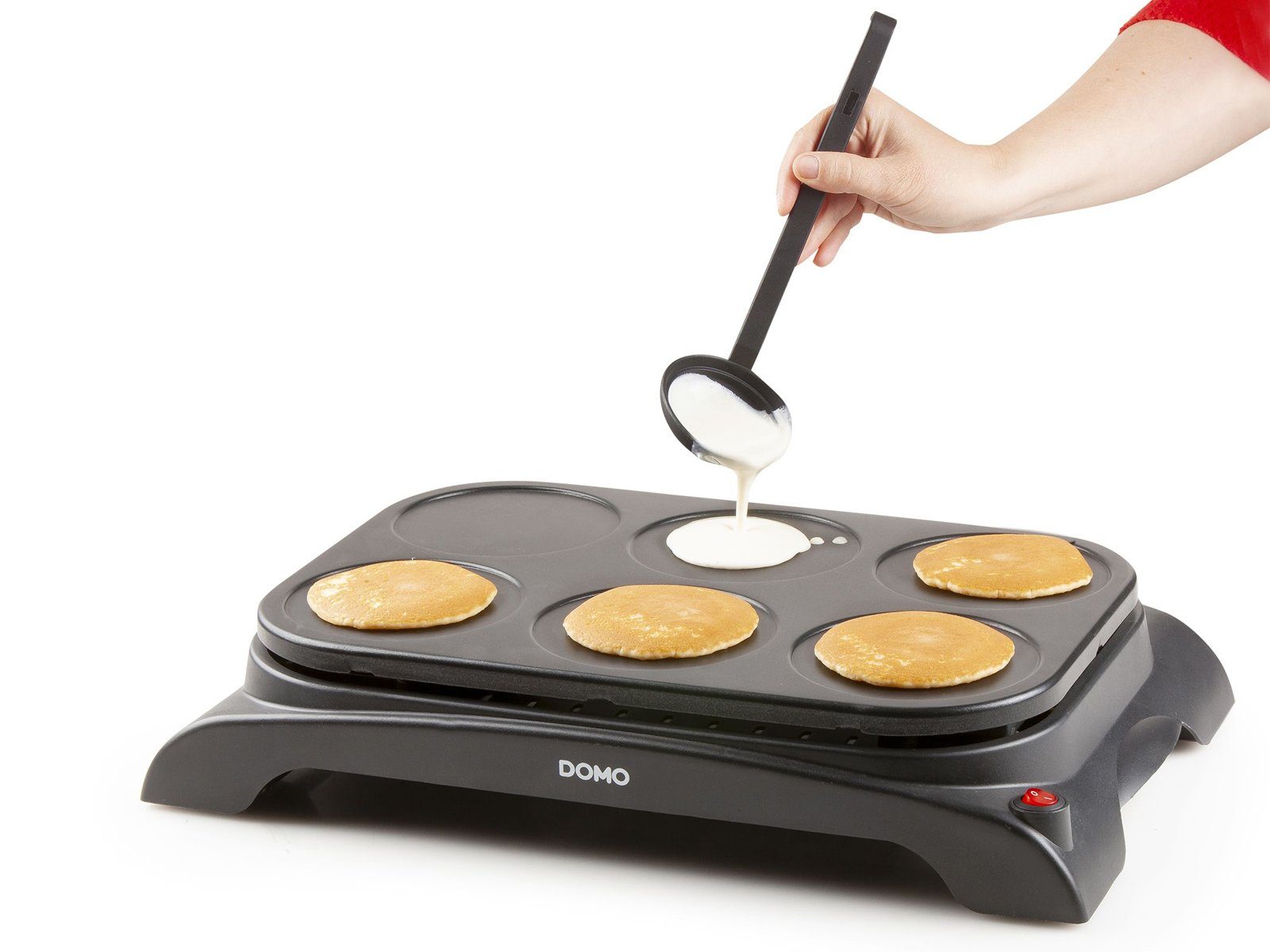 Domo Crêpesmaker, 1000 W, Ø 11.5 cm, 6 süße salzige Pancake Pfannkuchen selber machen Crepes-Eisen Creperie