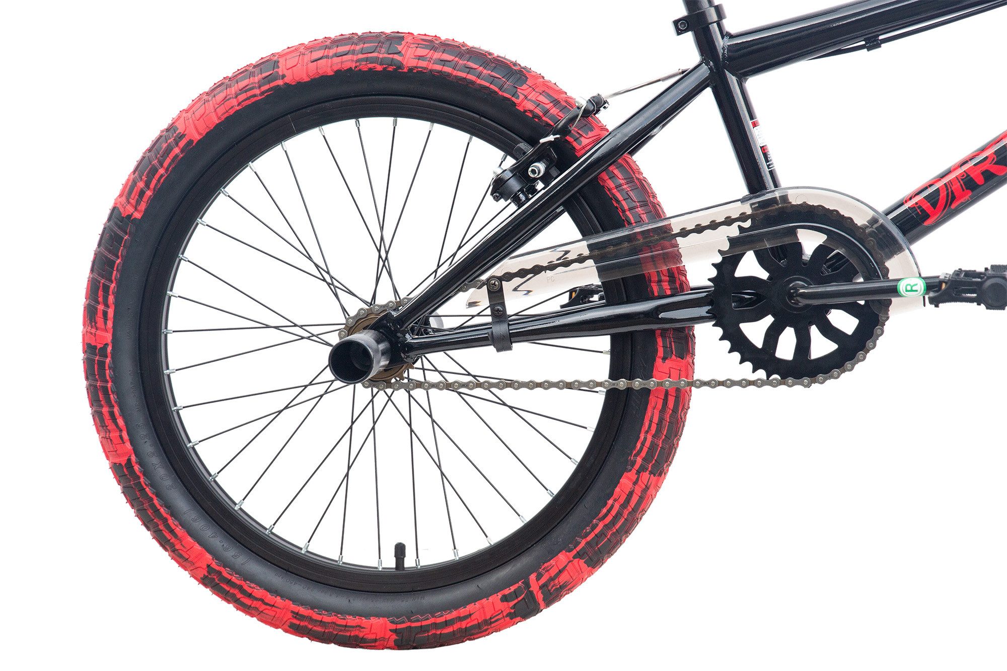 CHILLIZ Kids Bike CHILLIZ BMX Freestyle 20 inch XB.02 black-red V-Brake 360° Rotor, Hand-painted tires, TIG frame, 51 cm top tube, 360° rotor, 4 pegs