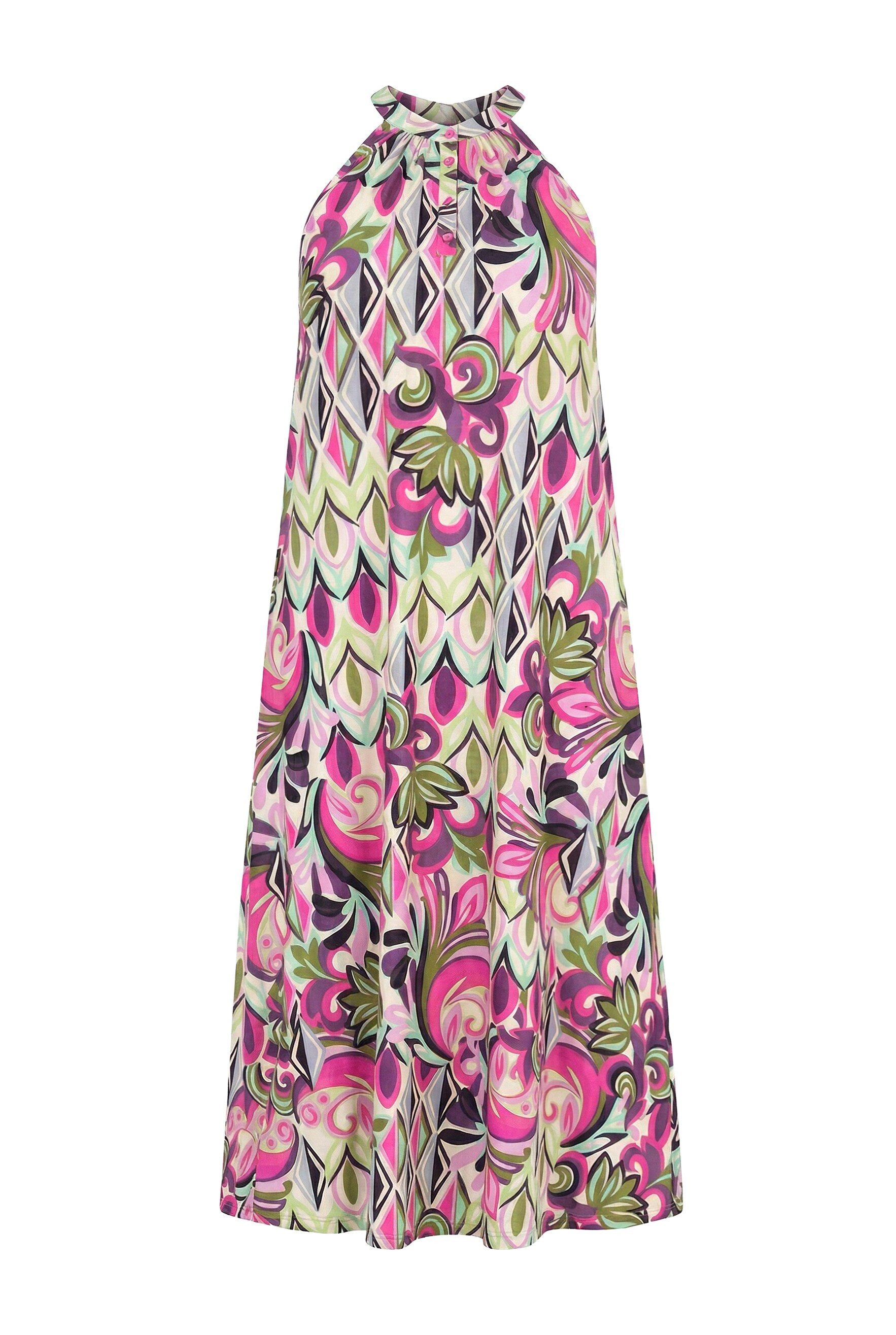 Ulla Popken Jerseykleid Maxikleid Cotton Touch A-Linie Rundhals ärmellos
