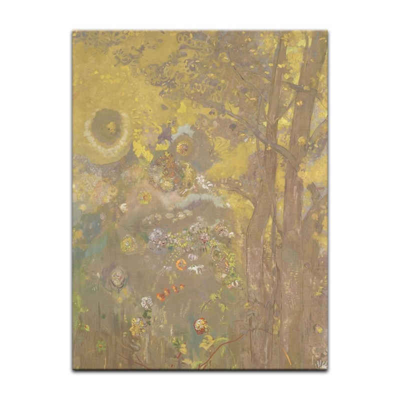 Bilderdepot24 Leinwandbild Alte Meister - Odilon Redon - Bäume auf einem gelben Hintergrund, Abstrakt